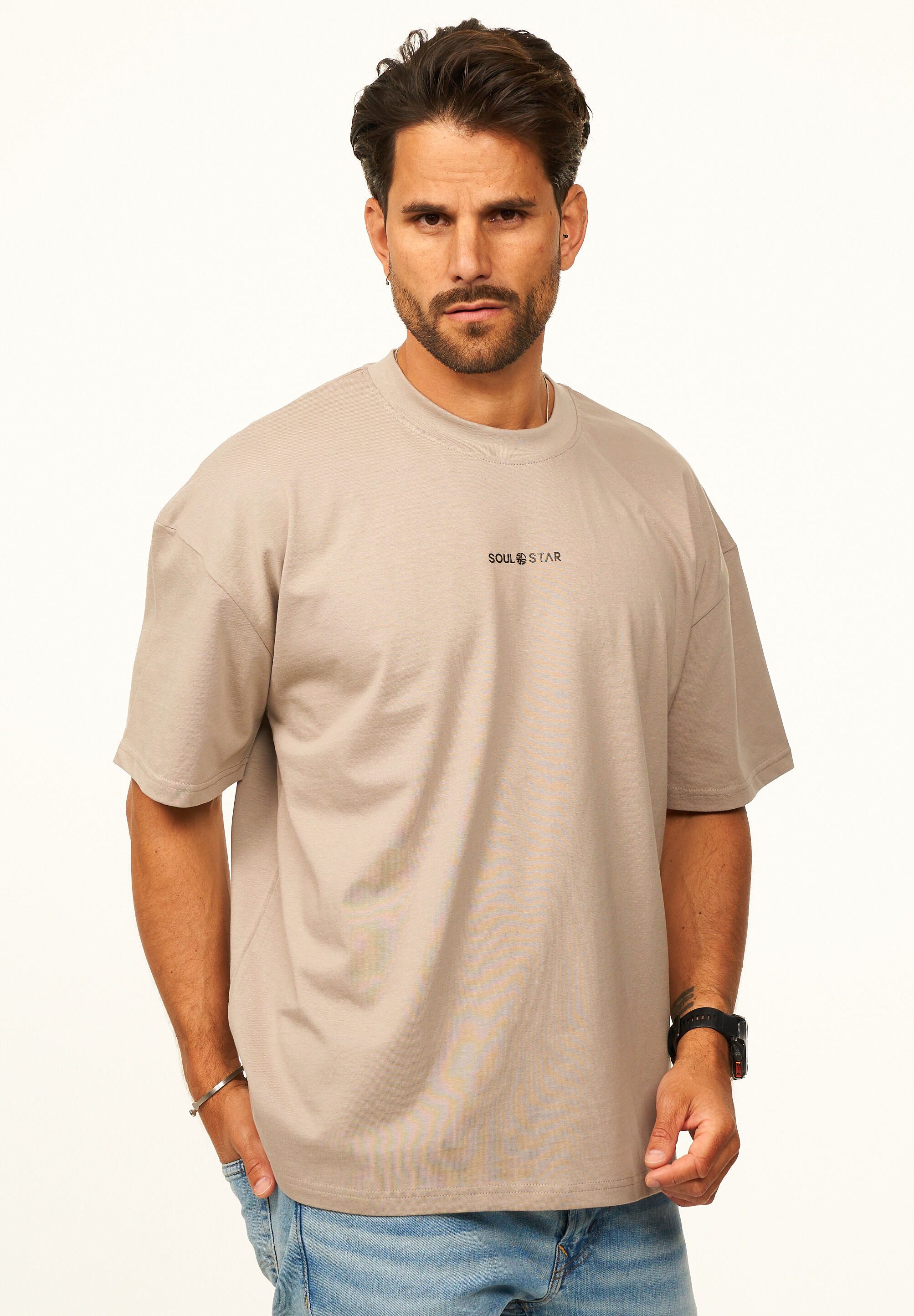 SOULSTAR T-Shirt im Oversize Fit - Herren Kurzarm Shirt mit Rundhals-Ausschnitt Basic Oberteil Crew-Neck kurzärmlig aus 100% Baumwolle für Männer
