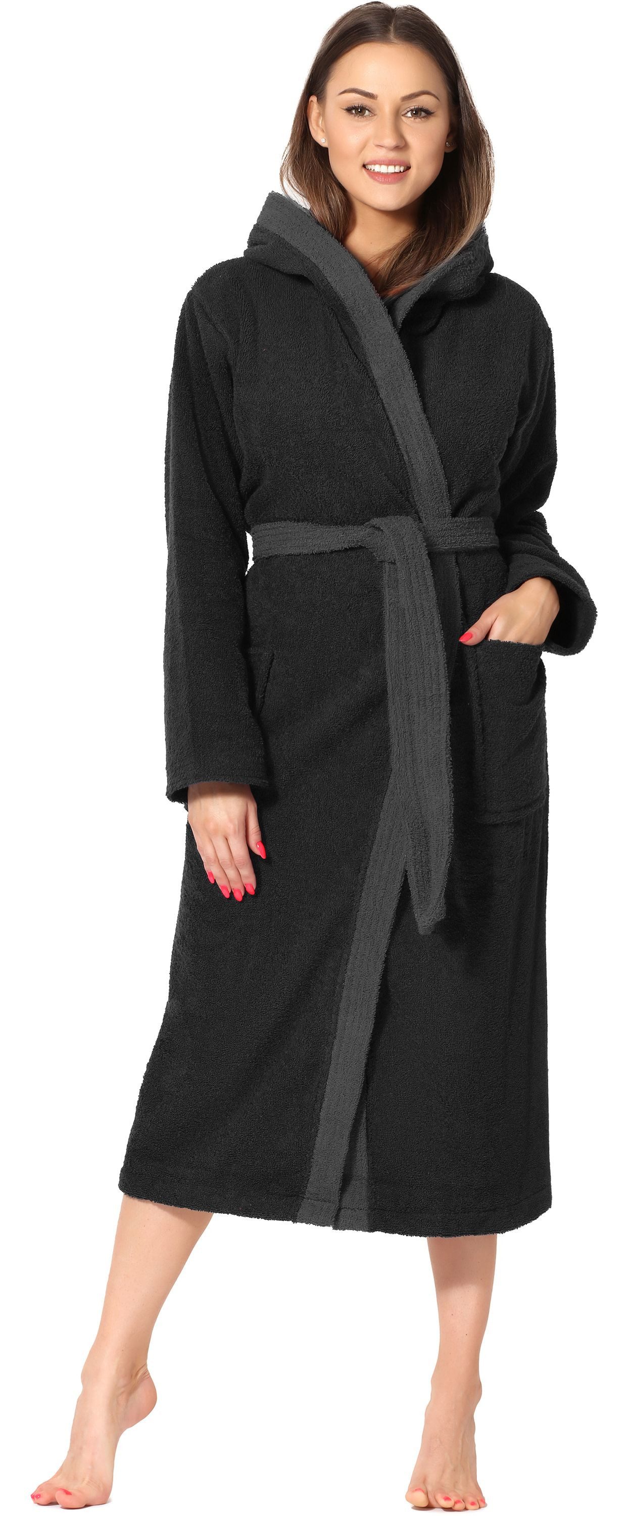 Bademantel Damen Frottee Bademantel aus 100% Baumwolle LA40-191
