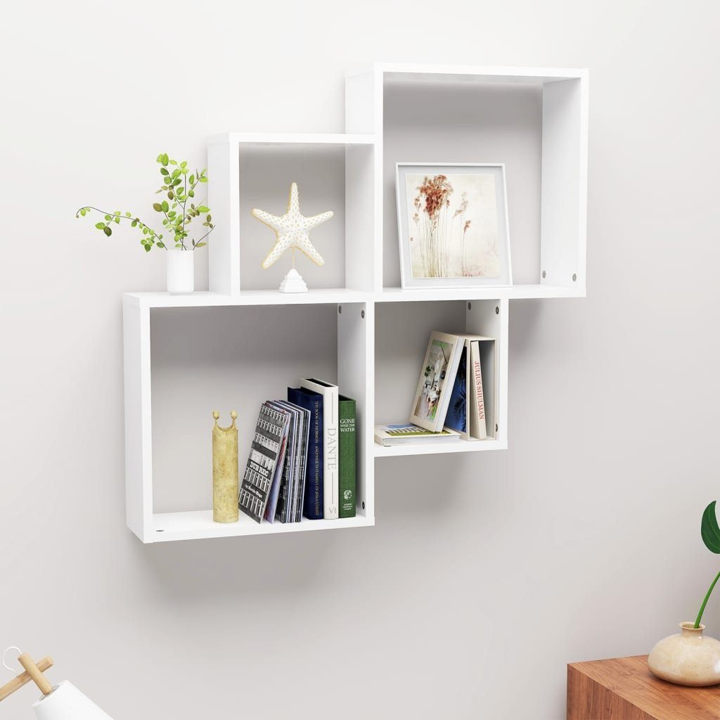 furnicato Regalwürfel Würfel-Wandregal 80x15x78,5 cm Weiß aus Holzwerkstoff