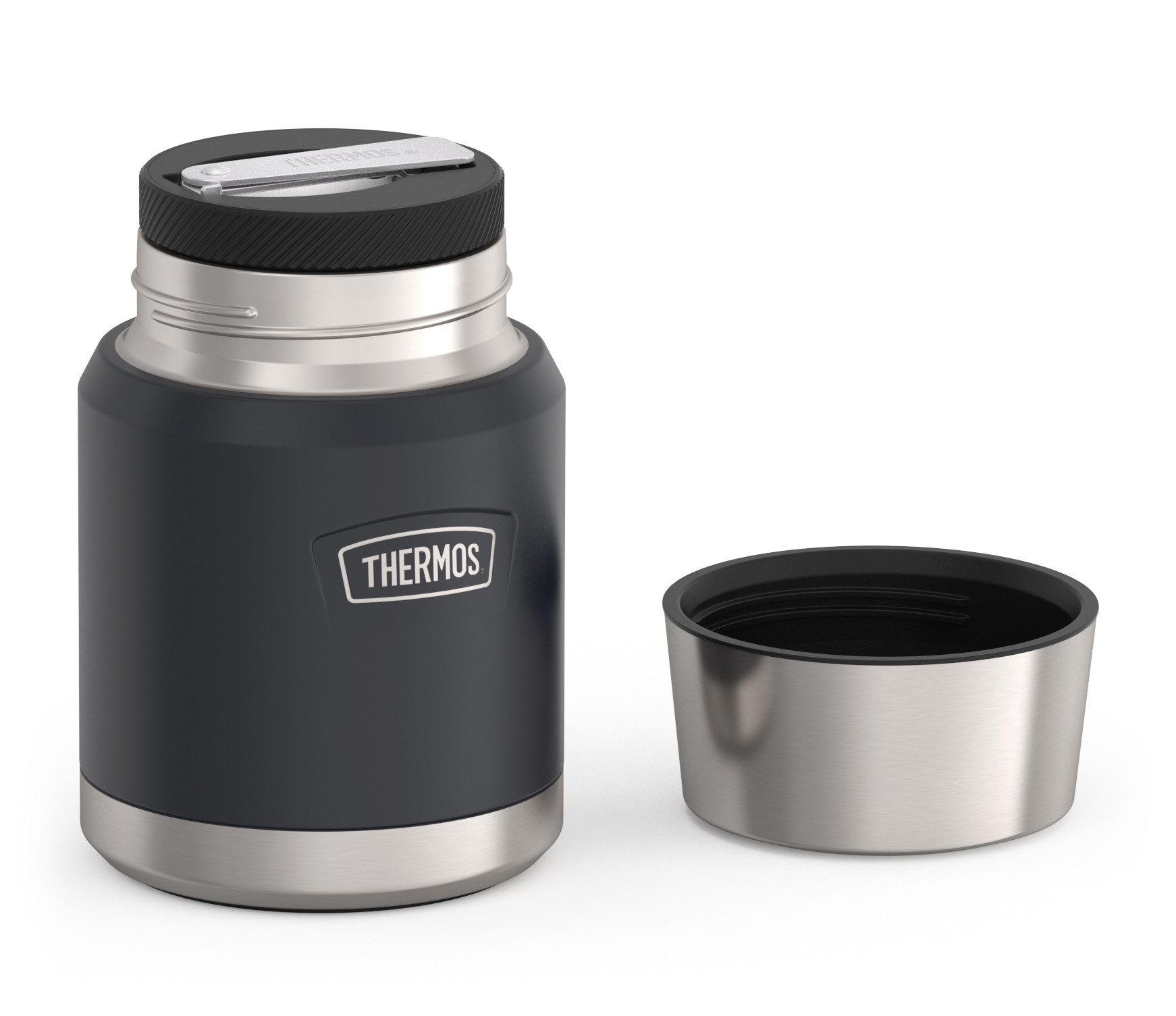 THERMOS Thermobehälter ICON FOOD JAR, Thermobehälter für Essen, spülmaschinenfest, Edelstahl, Kunststoff, Silikon, (1-tlg), 0,47l, 10h heiß & 24h kalt, dicht & auslaufsicher, mit Löffel