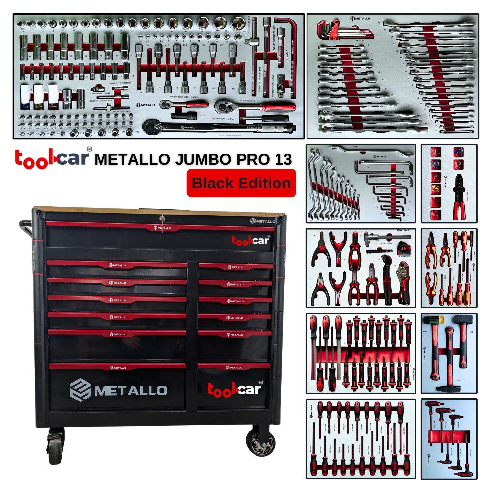Toolcar Werkzeugwagen Toolcar Metallo Jumbo Pro 13 Black Werkstattwagen Werkzeugwagen, Jumbo