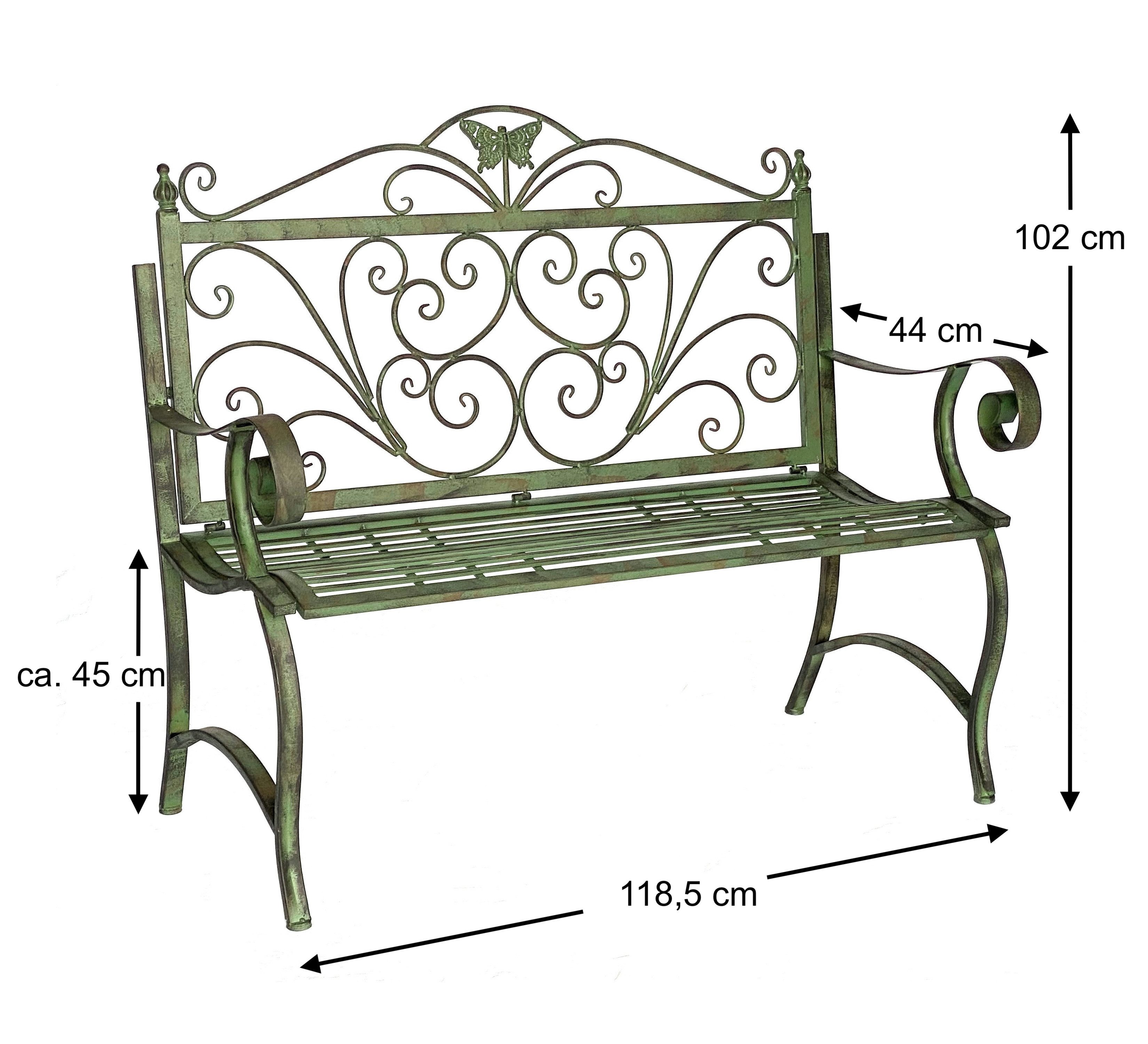DanDiBo Gartenbank Wetterfest Patina Grün 120 cm 2 Sitzer Sitzbank 96021 Pa günstig online kaufen