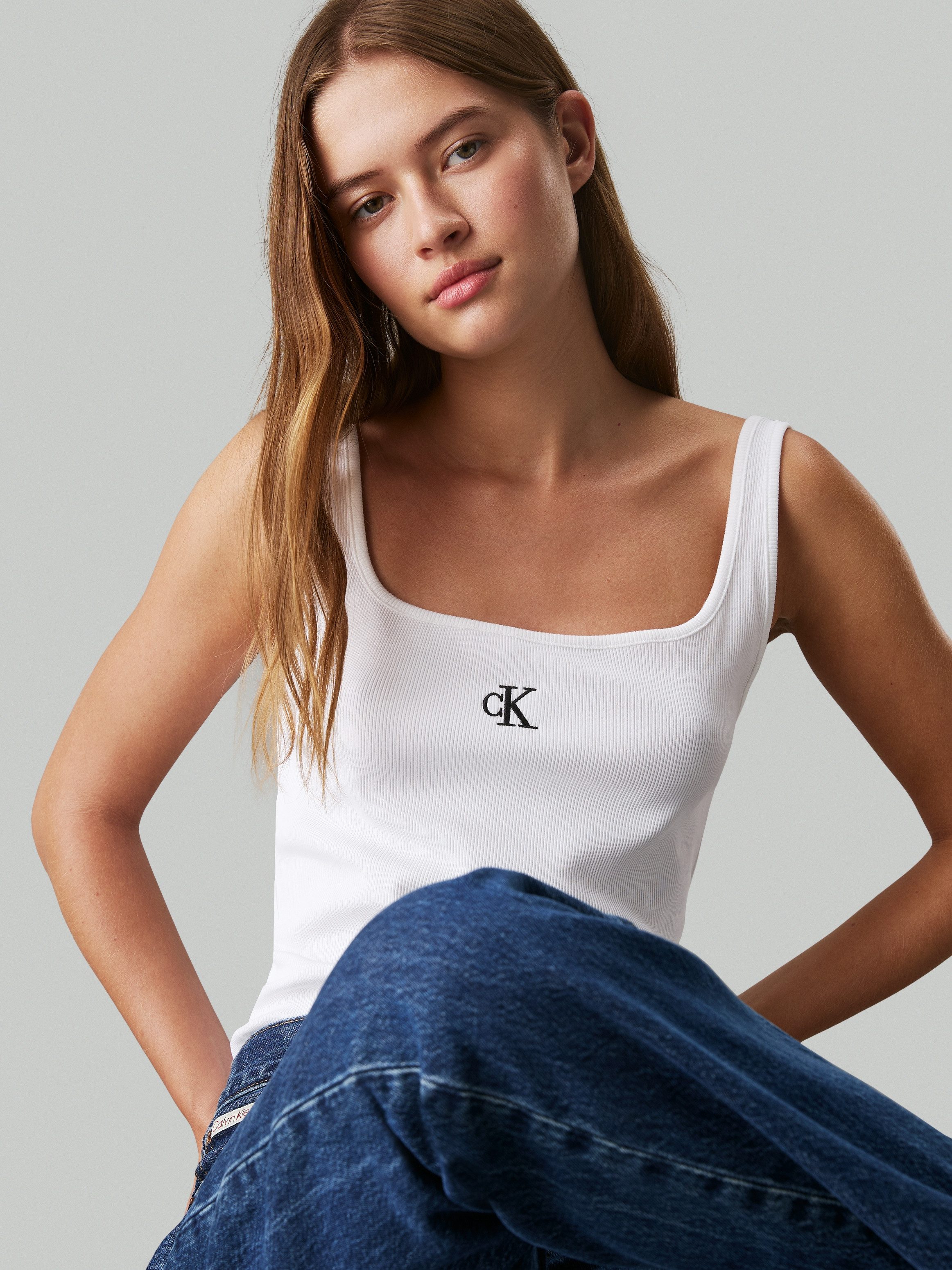 Calvin Klein Jeans Tanktop CK RIB TANK TOP mit eckigem Ausschnitt