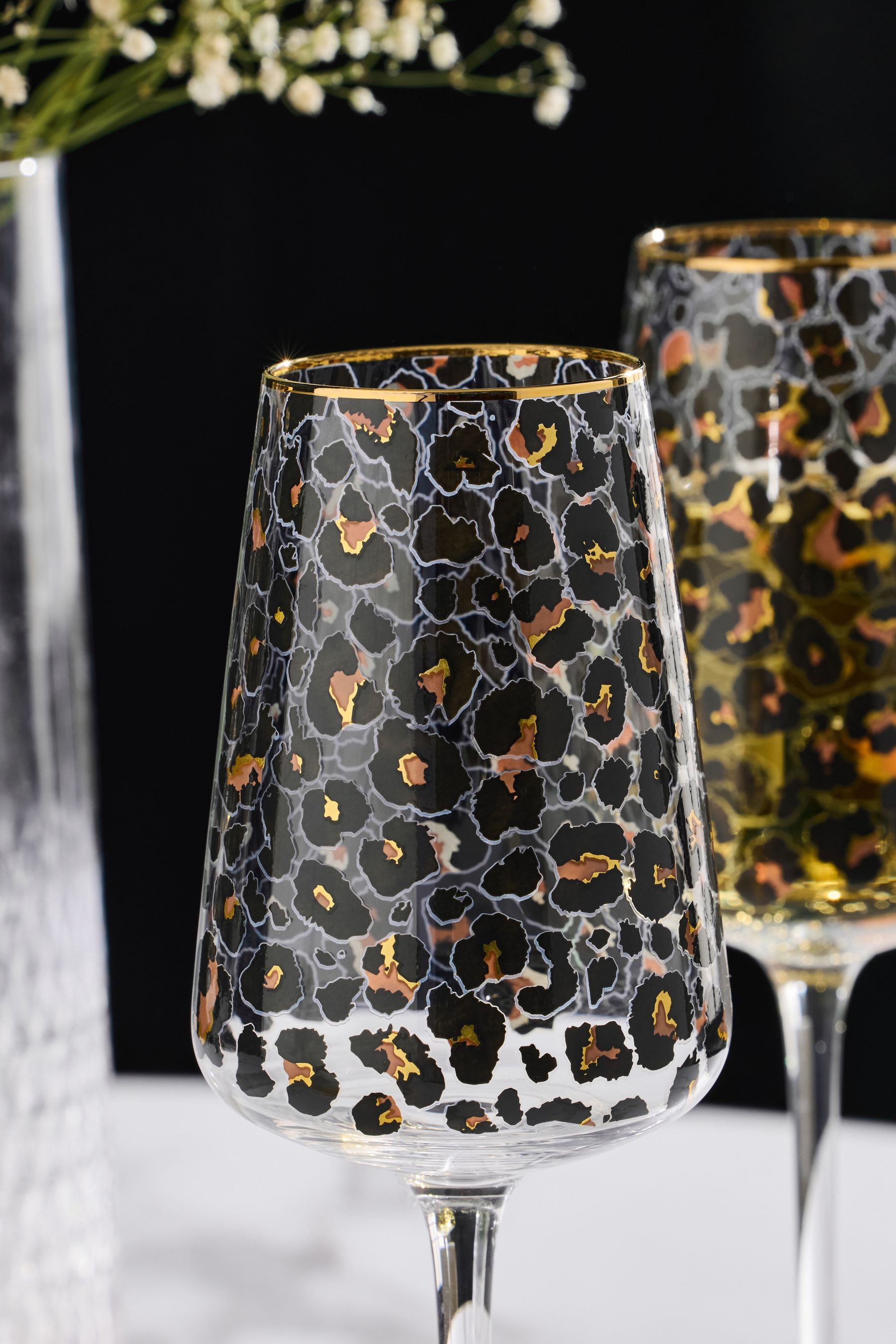 Next Weinglas Weingläser mit Leopardenmuster, 4er-Set, 4-tlg., Glas