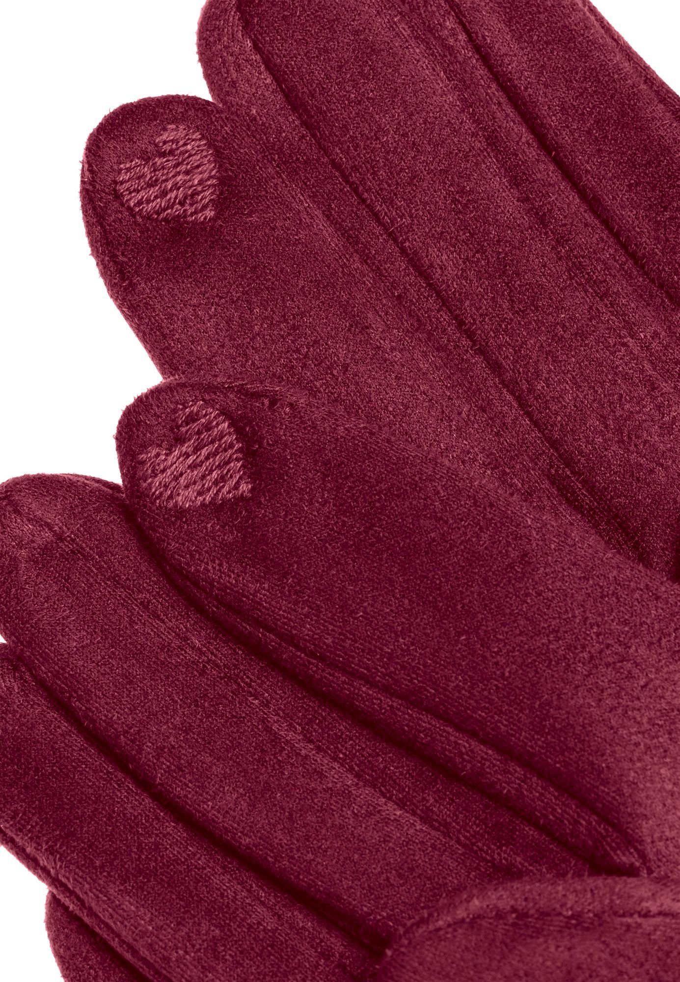 Strickhandschuhe Winter elegante uni Caspar klassisch weinrot GLV013 Handschuhe Damen