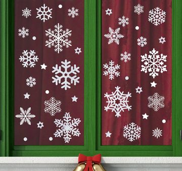 Homewit Fensterdekoration Fensteraufkleber, 8 Blatt weiße Schneeflocke-Fensterdekorationen