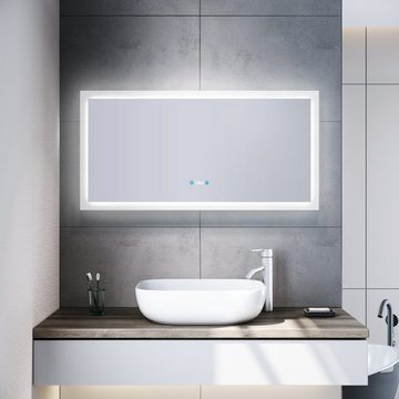 SONNI Badspiegel Badspiegel mit led beleuchtung 120x60 cm Beschlagfrei, Beschlagfrei,Touch,Uhr,Temperaturanzeige