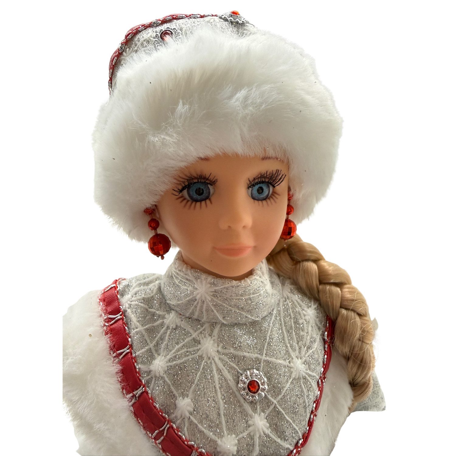 Olymp Handels GmbH Weihnachtsfigur Snegurotschka Schneemädchen silber rot 35 cm Weihnachtsdekoration – Bild 4 von 5