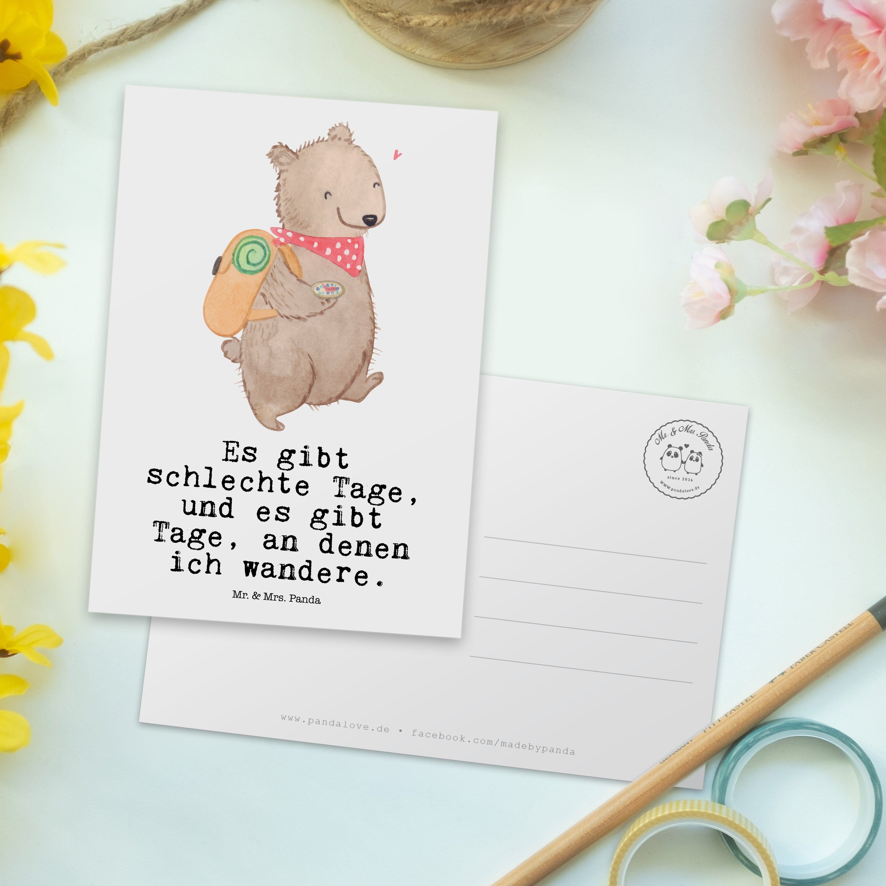 Bär - Weiß - Geschenkkarte, Mrs. Einladung, Tage Danke Wandern Postkarte Mr. & Panda Geschenk,