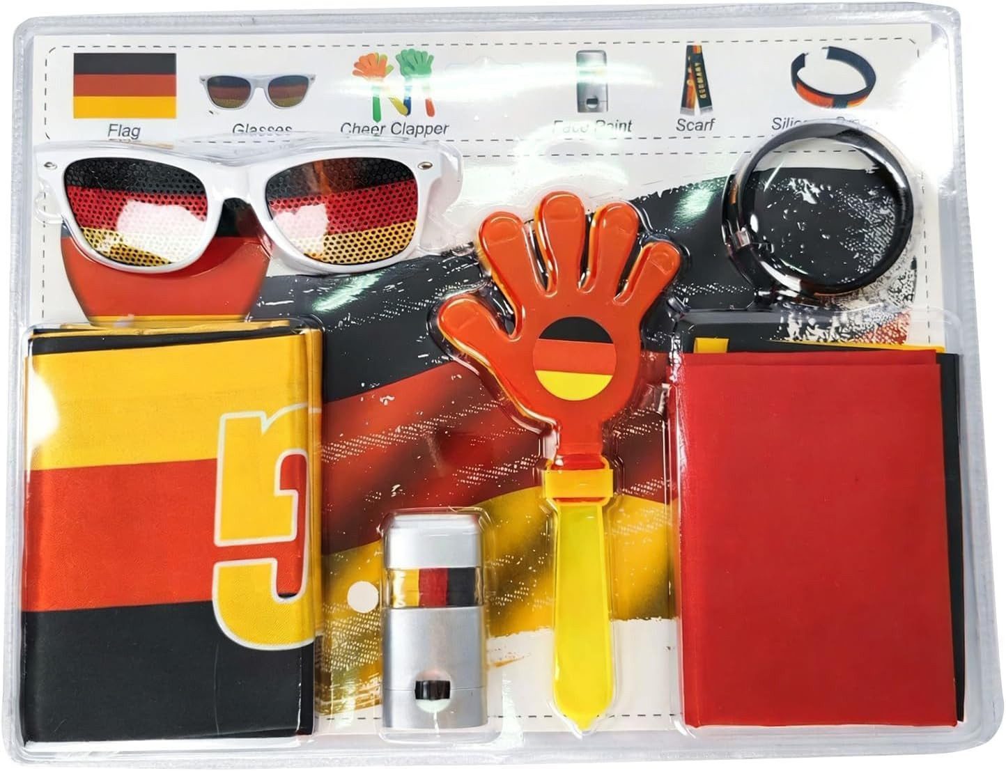Flagge Generisch Deutschland Fan Set Fahne Brille Klatschhand WM 2026 Zubehör