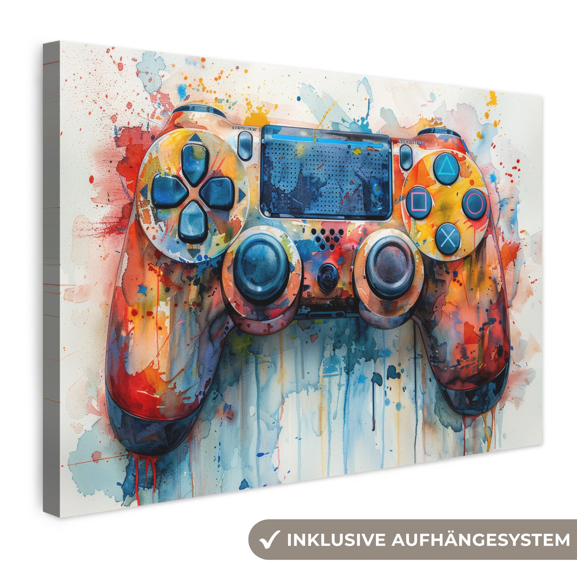 OneMillionCanvasses® Leinwandbild Kinder- en tiener kamer - Gaming - Game controller, Fotodruck (1 St), Leinwand Bilder Klein, Wand Dekoration Aesthetic 30x20 cm