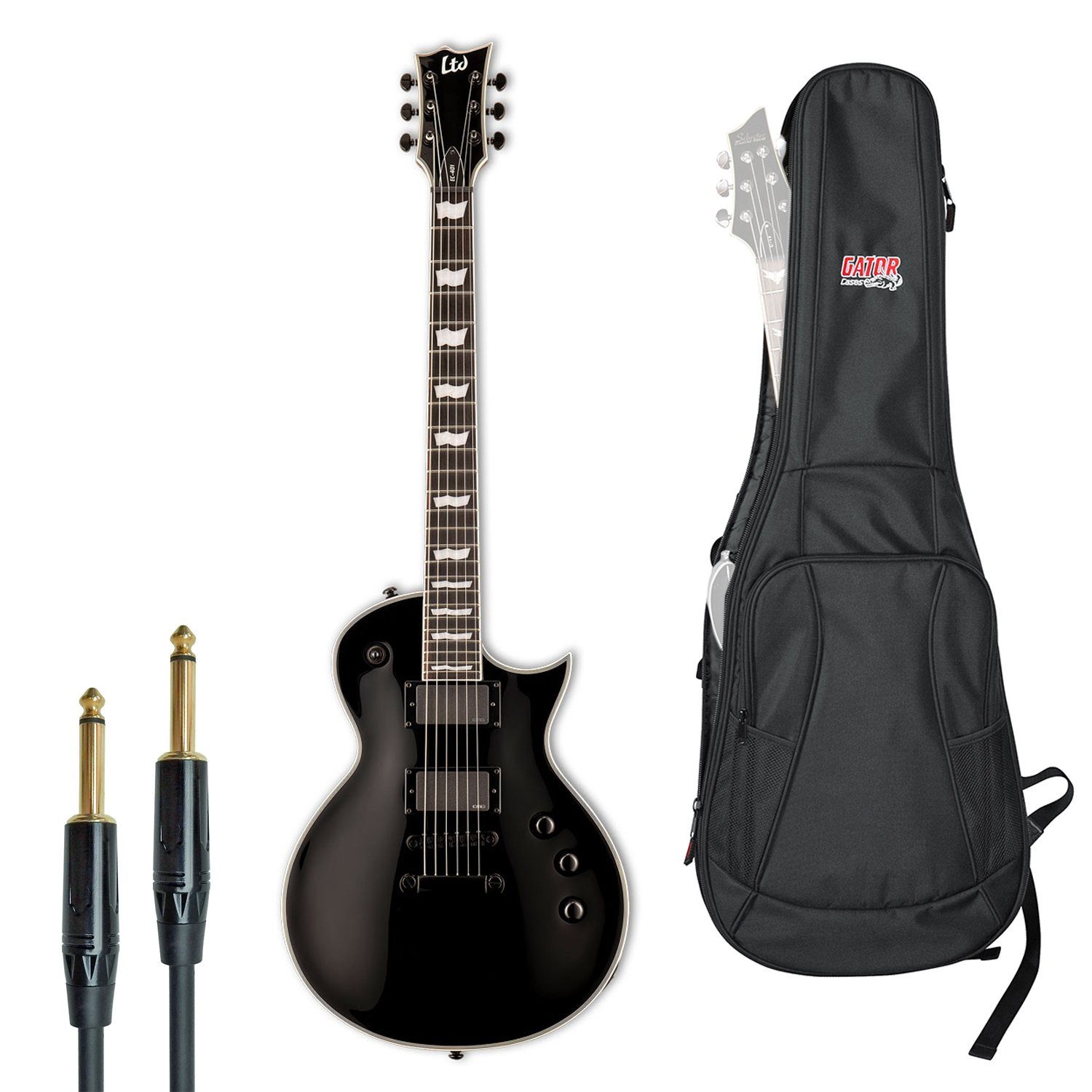 E-Gitarre ESP LTD EC-401BK E-Gitarre mit Gator Tasche und Kabel