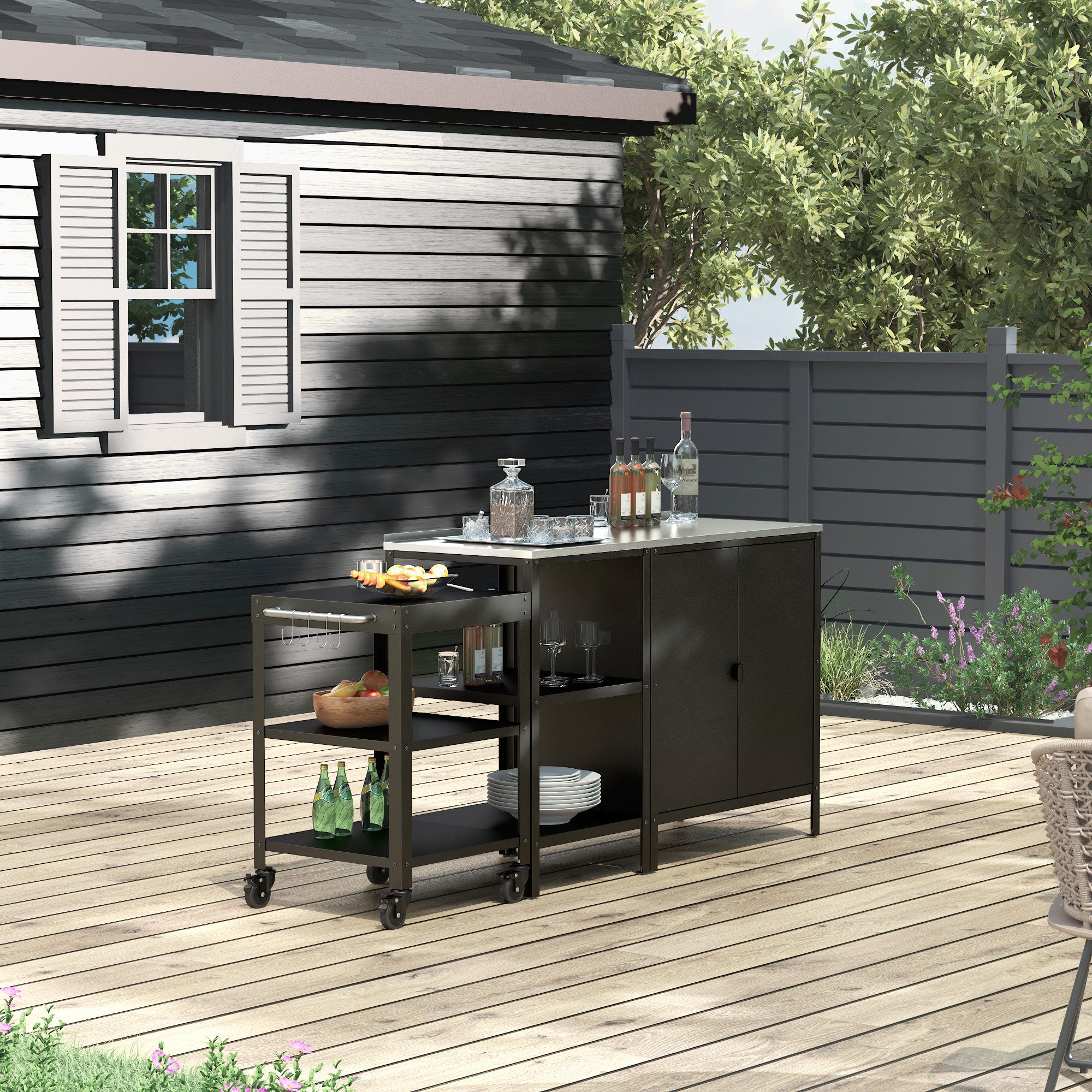 casa.pro Mehrzweckschrank-Set, (3-St), Outdoorset »Bolognano« Schwarz, günstig online kaufen