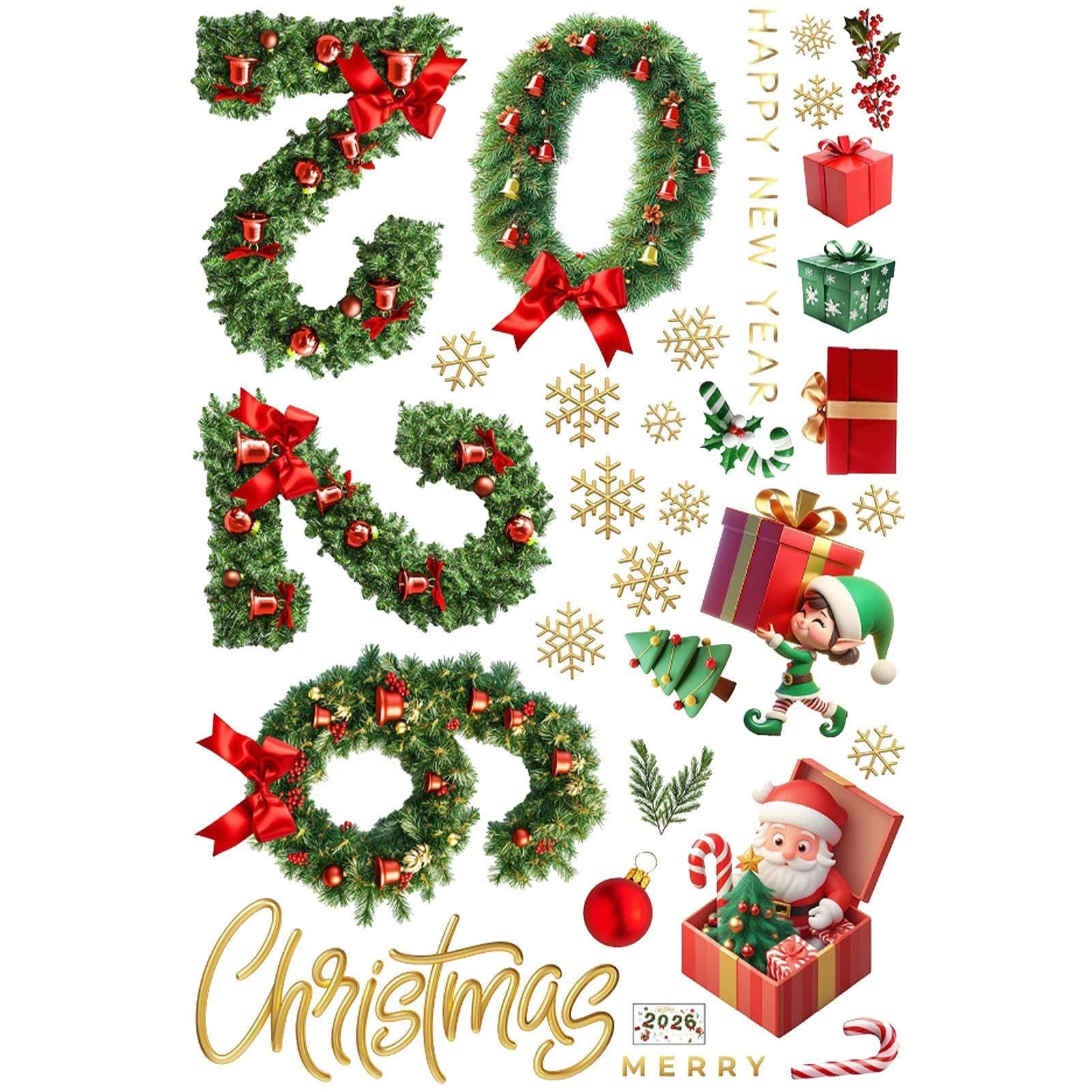 CLTYQ Fenstersticker Weihnachts-Fensteraufkleber, Weihnachtsdeko Selbstklebend, Winter Fensteraufkleber Weihnachten Weihnachts Fensterbild Fensterdeko