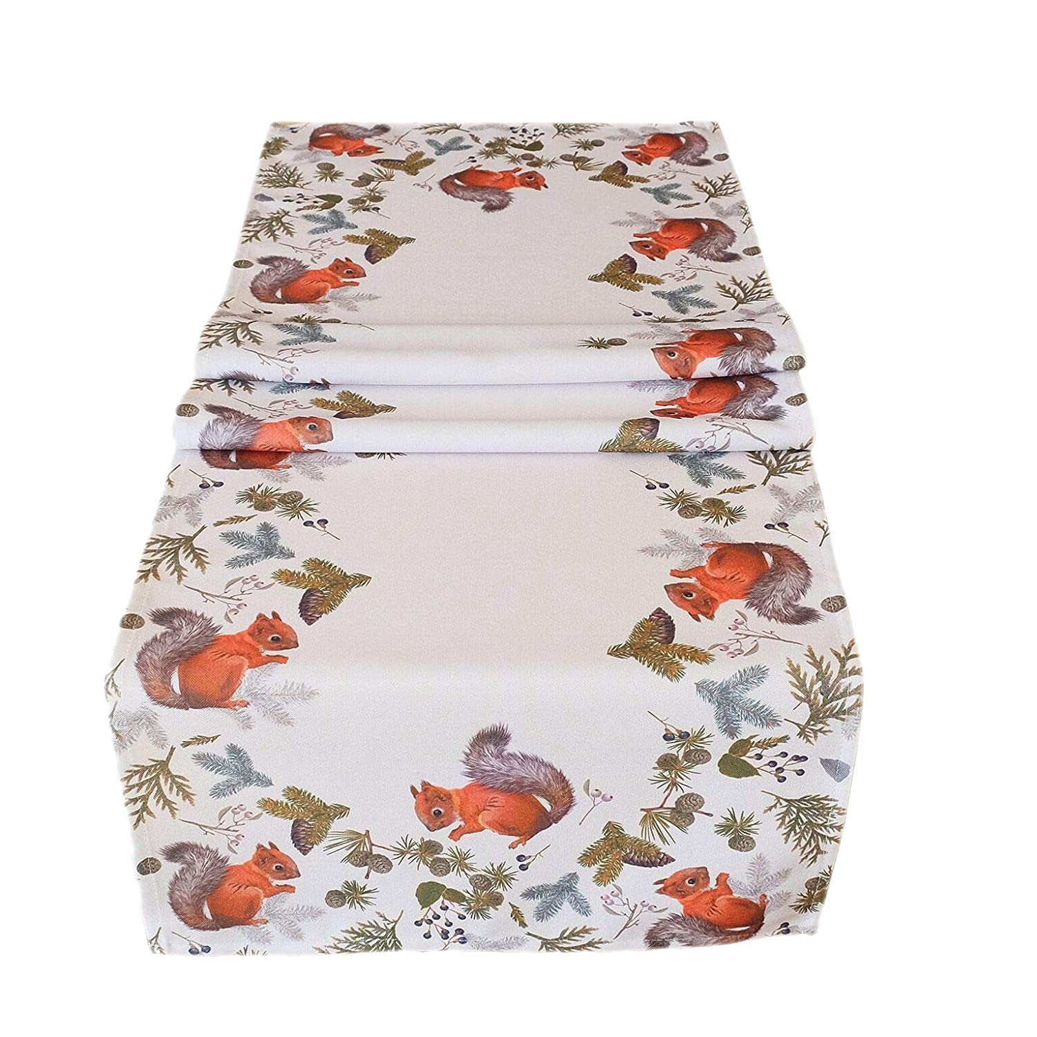 texpot Tischdecke Tischläufer Druck Eichhörnchen Herbst Dekoration (1-tlg) günstig online kaufen