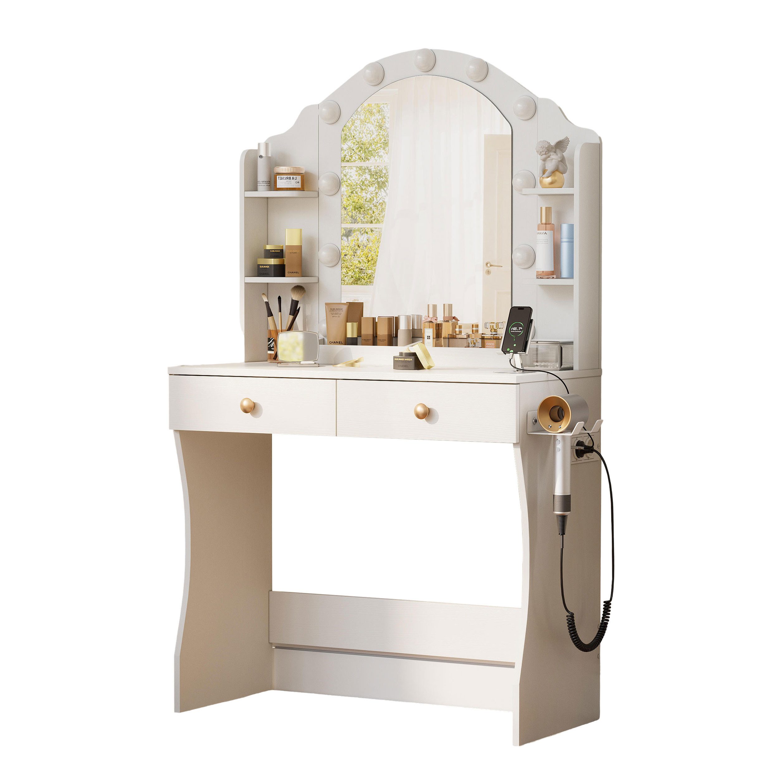 TWSOUL Schminktisch LED Multicolor-Licht und 4 günstig online kaufen