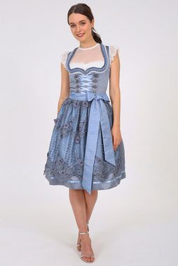 Krüger Madl Dirndl "Nayara" mit Süitzenschürze 49396 - Blau Grau 60cm