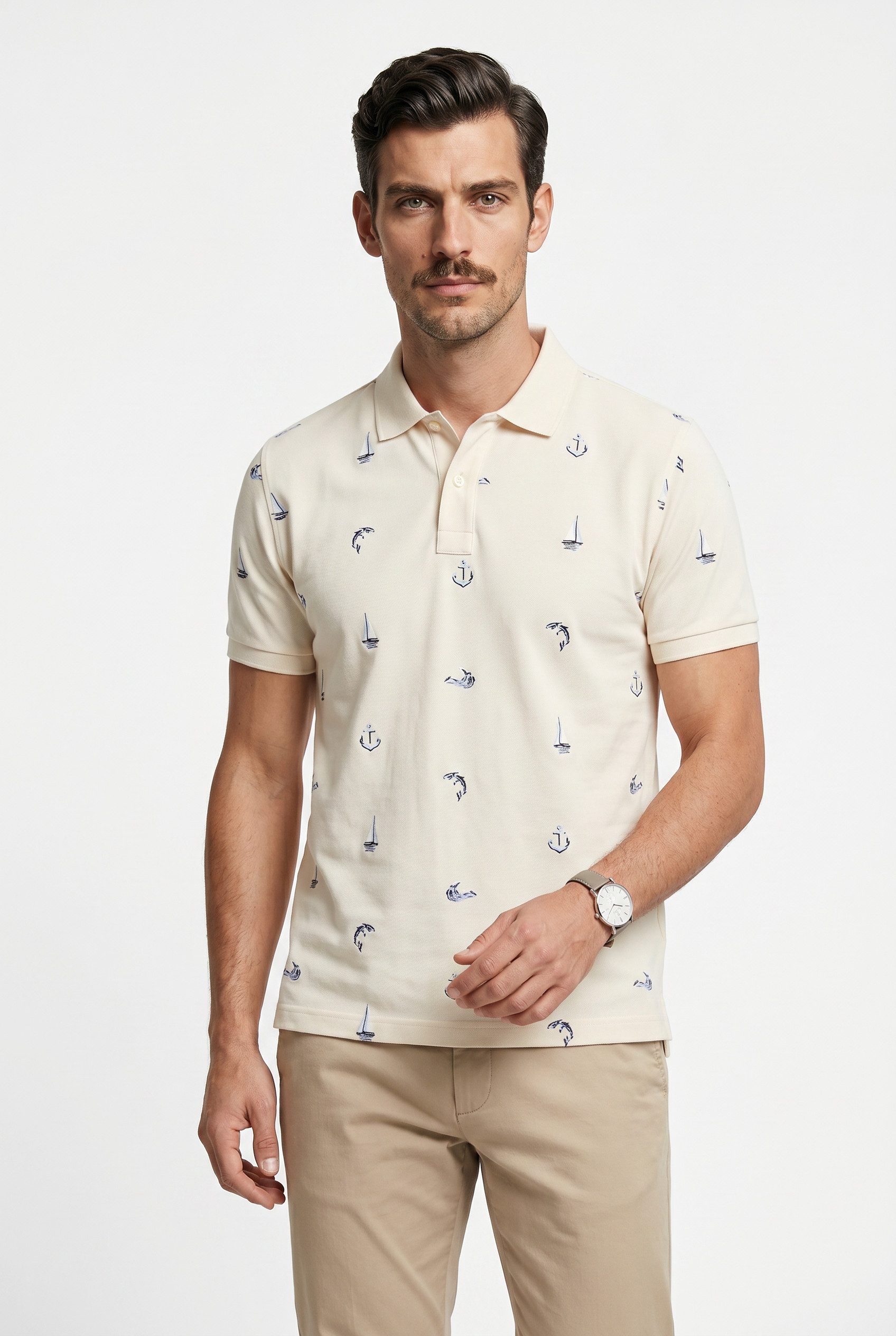 Gant Poloshirt EMBROIDERED mit Anker-Stickerei allover
