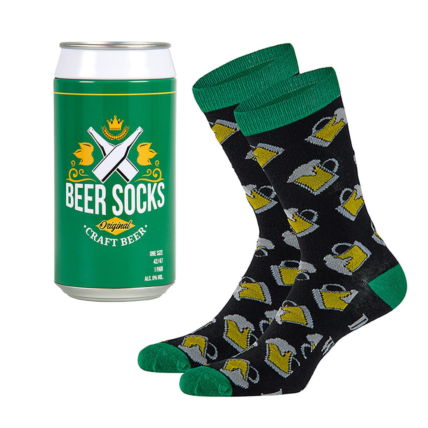 Yuhu Socken Herren Bier Socken in Bierdose Geschenkverpackung 1 Paar