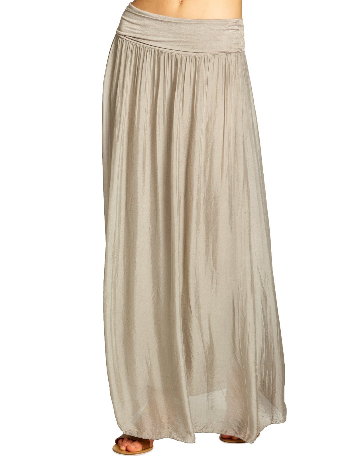 Caspar Faltenrock RO025 eleganter leichter Damen Sommer Rock mit Seidenanteil mit figurfreundlichem Stretch Bund - Made in Italy