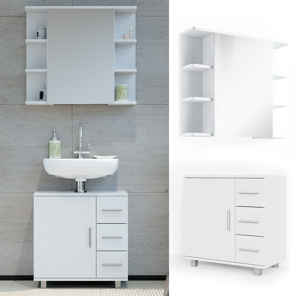 Vicco Badmöbel-Set Ilias, Weiß, 2 Teile, günstig online kaufen