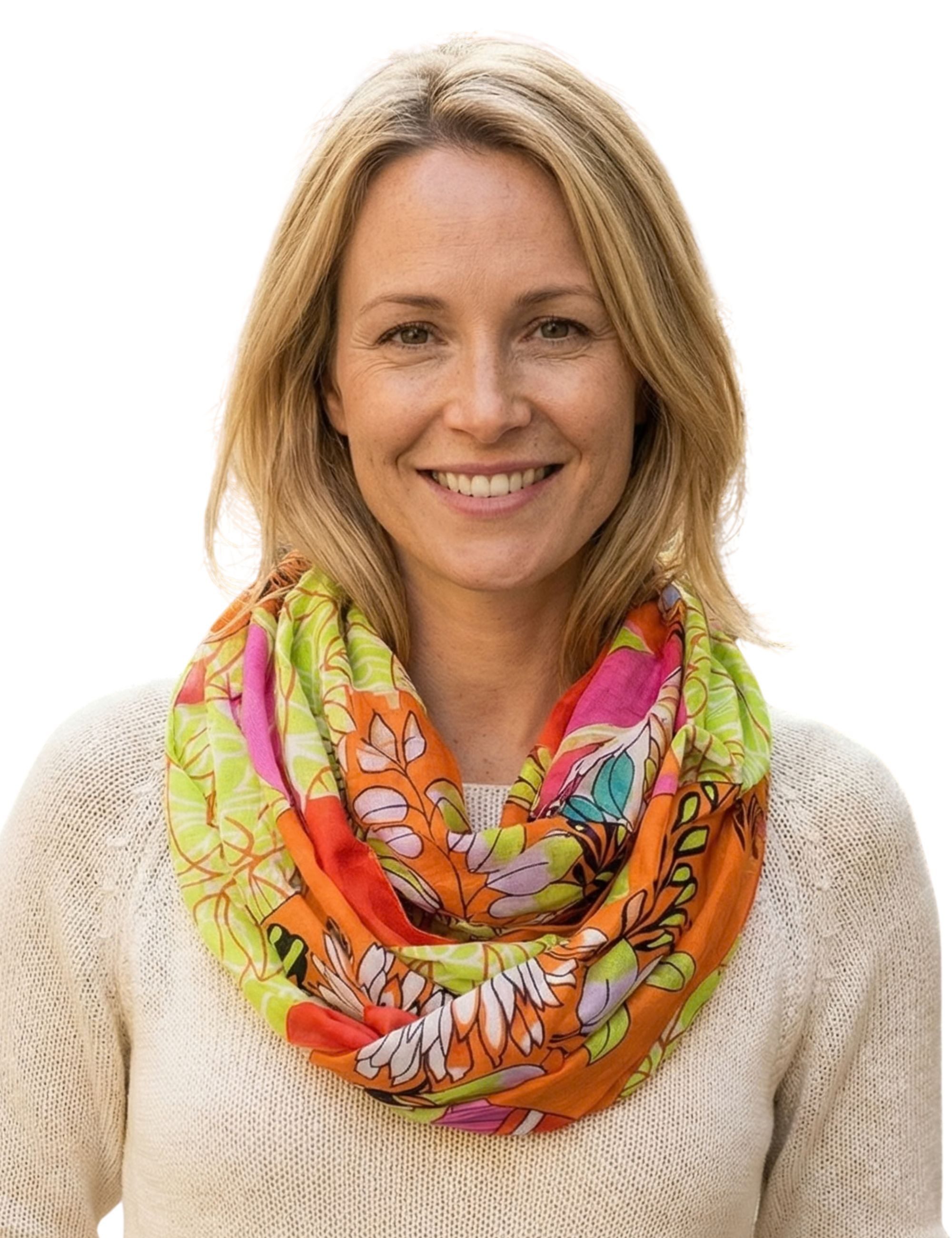 Sunsa Loop Damen Loop Schal. 100% Baumwolle Schlauchschal. Loopschal, Blumenmotiv