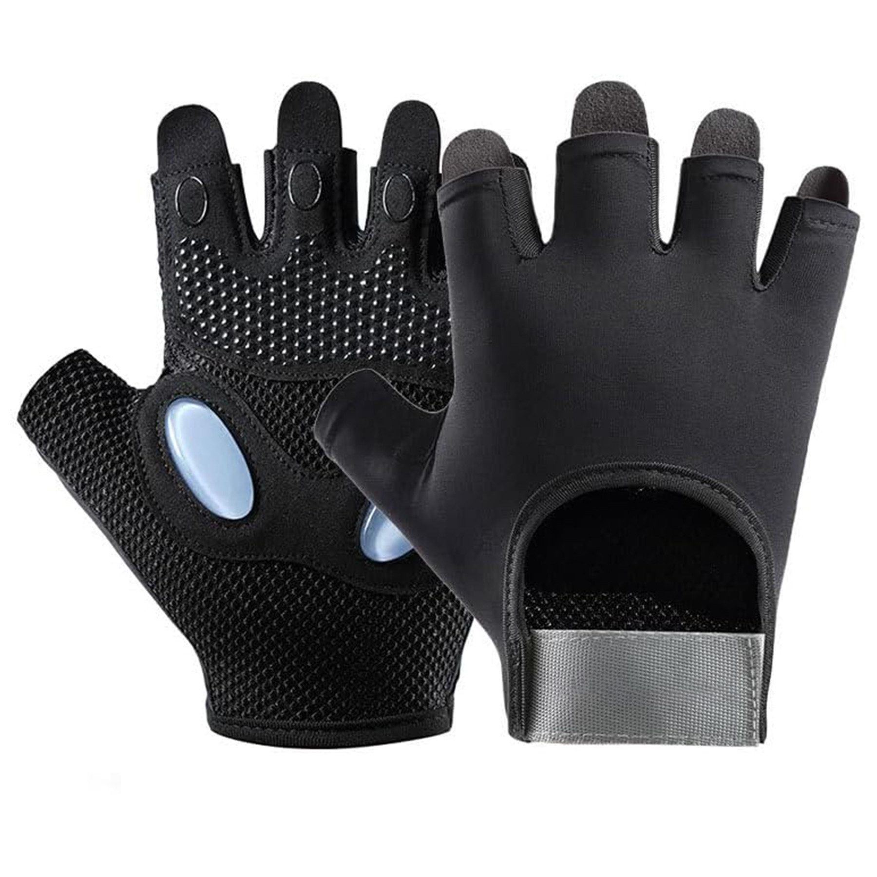 Mutig Fahrradhandschuhe Fingerlose Fitnesshandschuhe, atmungsaktiv, rutschfest, stoßdämpfend (Radhandschuhe für Herren und Damen, rutschfeste Silikongymhandschuhe, Halbfinger-Fahrradhandschuhe, dehnbar, schweißabsorbierend) Gewichtheberhandschuhe, Sporthandschuhe für Fitnessstudio und Outdoor