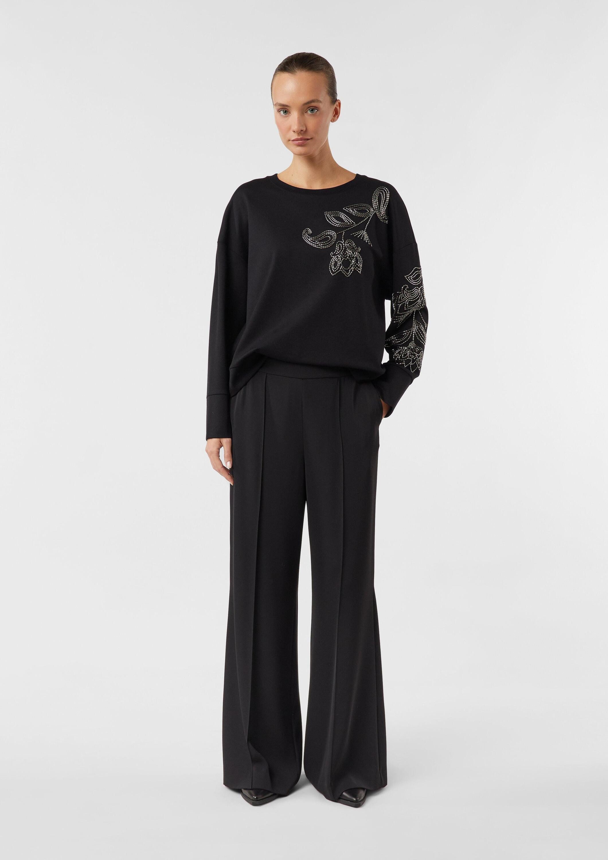 comma Sweatshirt Sweatshirt Sweatshirt mit Perlenstickerei