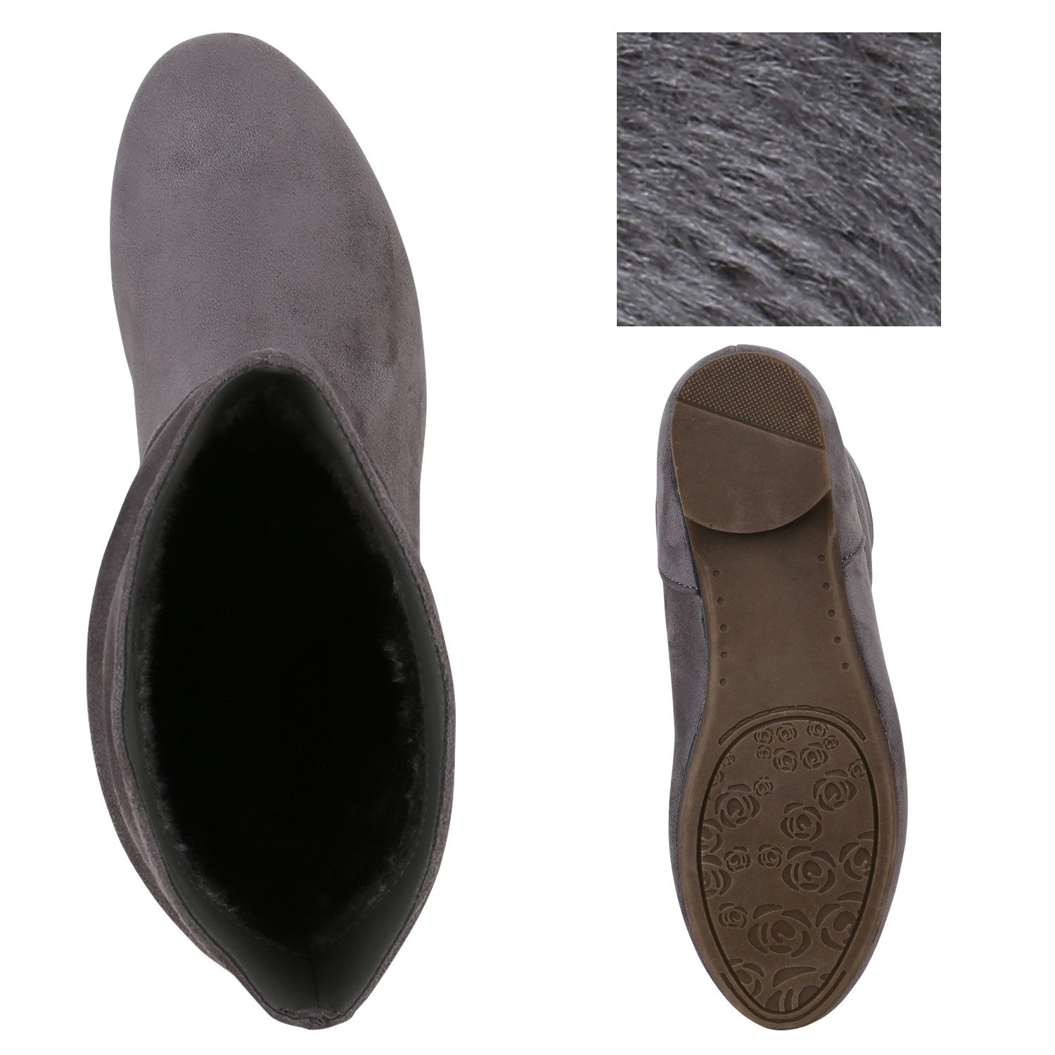 VAN HILL 812201 Schlupfboots Damen Schlupfstiefel Leder-Optik Stiefeletten Bequeme
