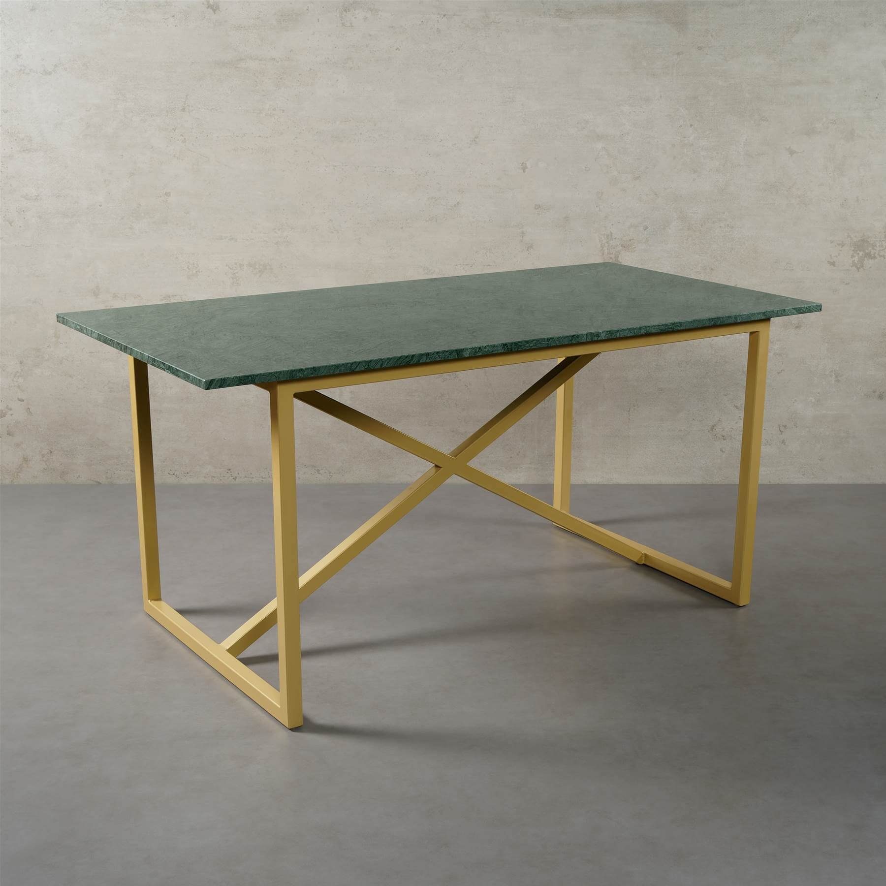 Guatemala mit ECHTEM gold 200x100x75cm MARMOR, MAGNA Esstisch PRAG Esstisch Metallgestell, & eckig, Atelier 160cmx80cmx75cm Verde