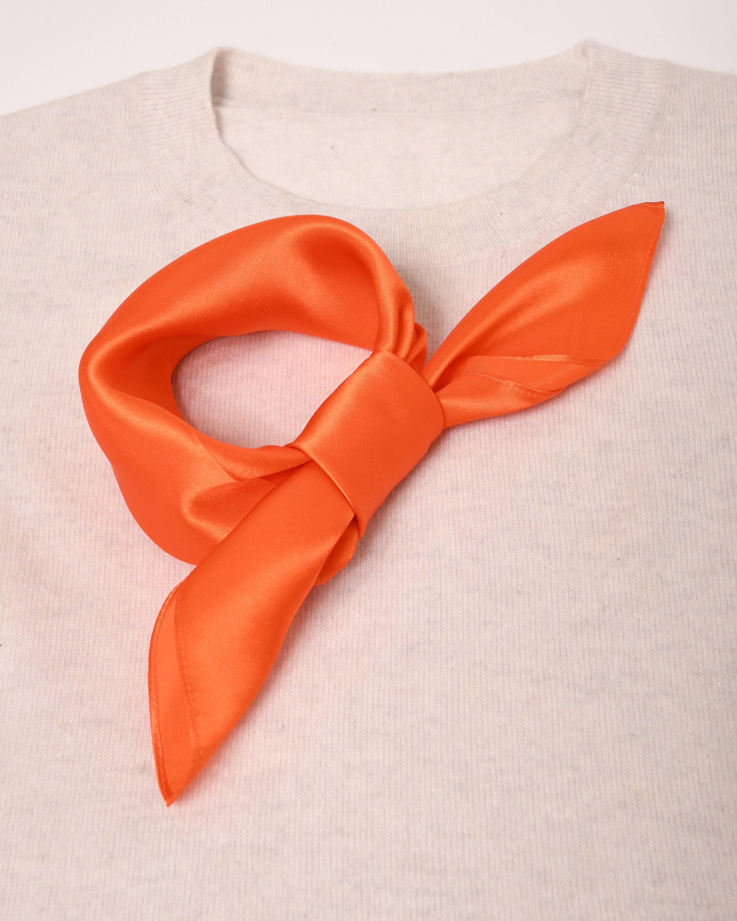 MayTree Nickituch, 53x53cm einfarbig orange quadratisch (Stück, Bandana-Schal, Seidentuch 1-St), Seide 100%