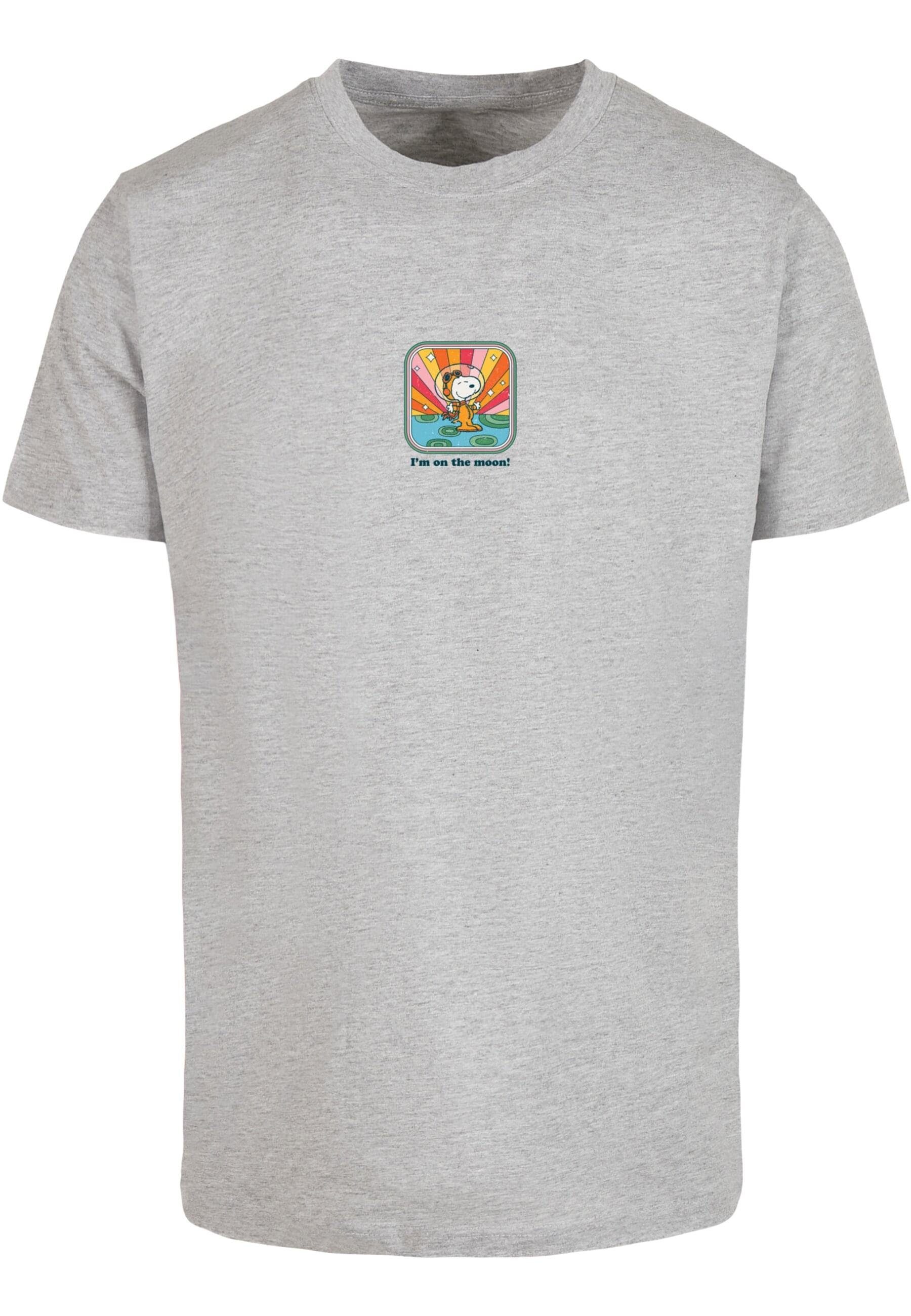 Neck T-Shirt I'm Merchcode Round on the heathergrey (1-tlg) T-Shirt Peanuts moon Herren -