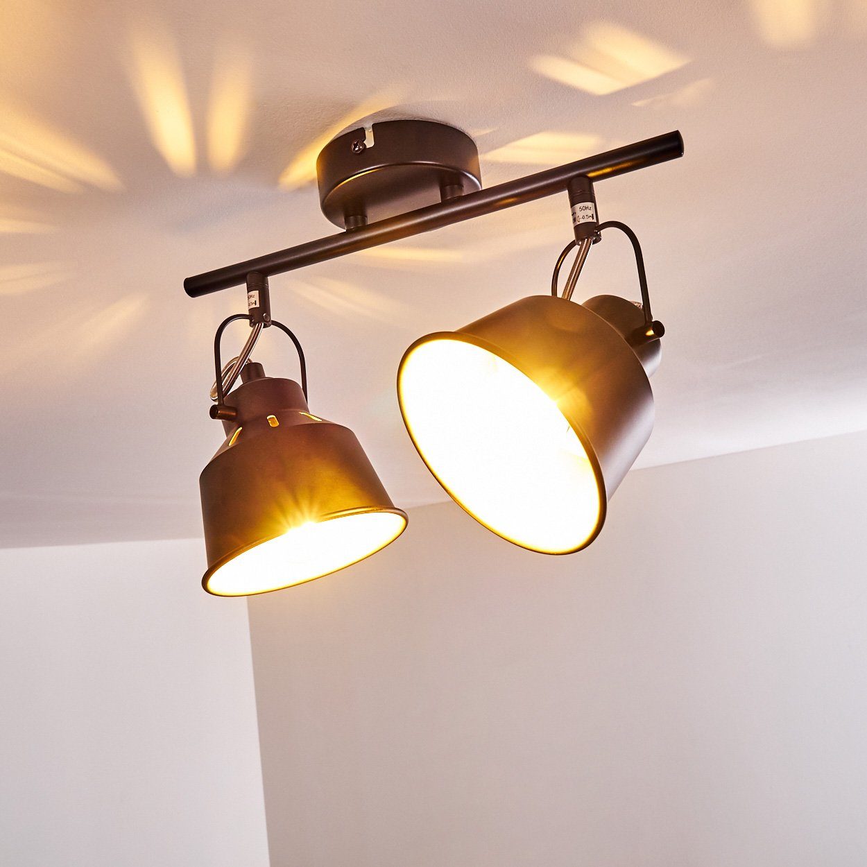 hofstein Deckenleuchte »Rimini« Deckenlampe aus Metall in Schwarz/Gold, ohne Leuchtmittel, mit verstellbaren Strahlern, 2xE14, Spot im Retro/Vintage Design – Bild 3 von 5