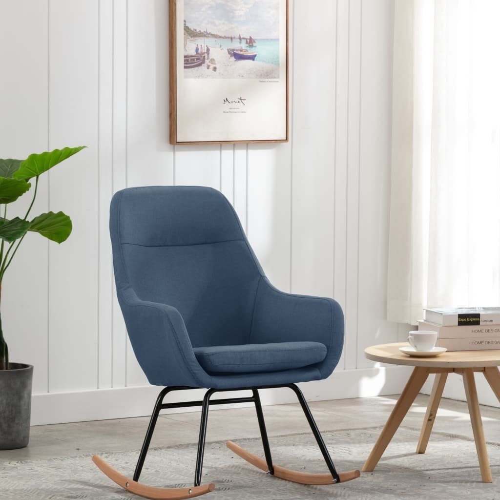 vidaXL Schaukelstuhl aus Stoff in Blau (BxHxT: 61x89x80,5 cm)