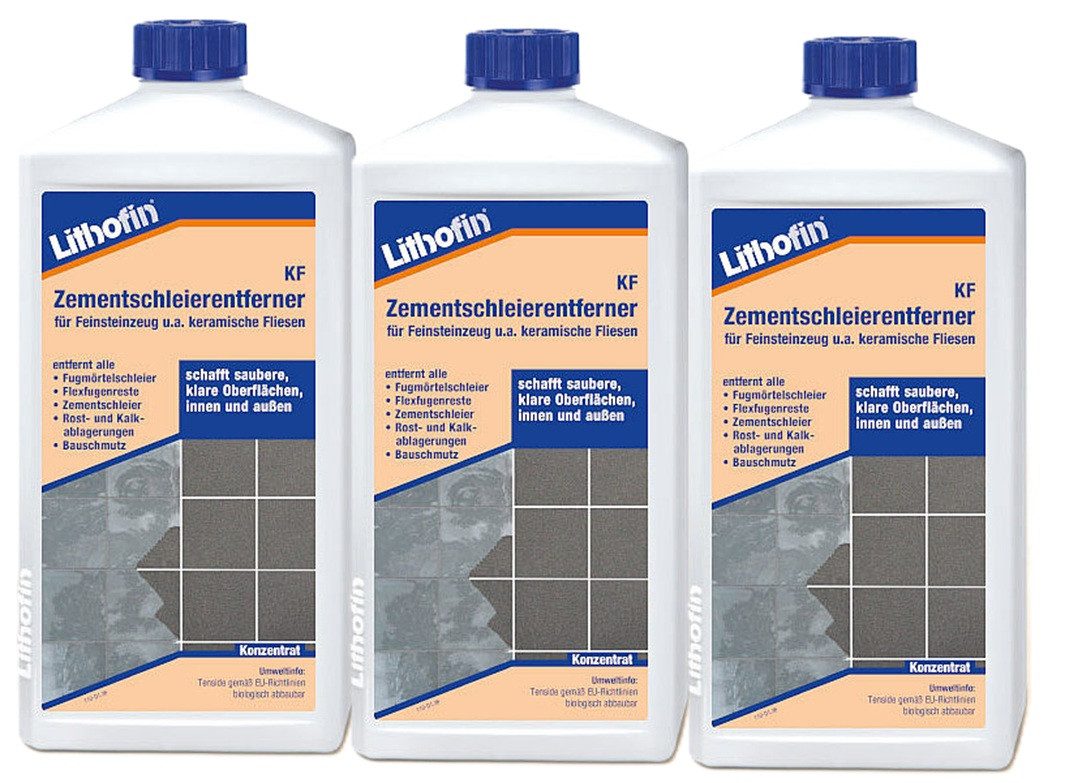 Lithofin Lithofin KF Zementschleierentferner 3 x 1 Liter Naturstein-Reiniger