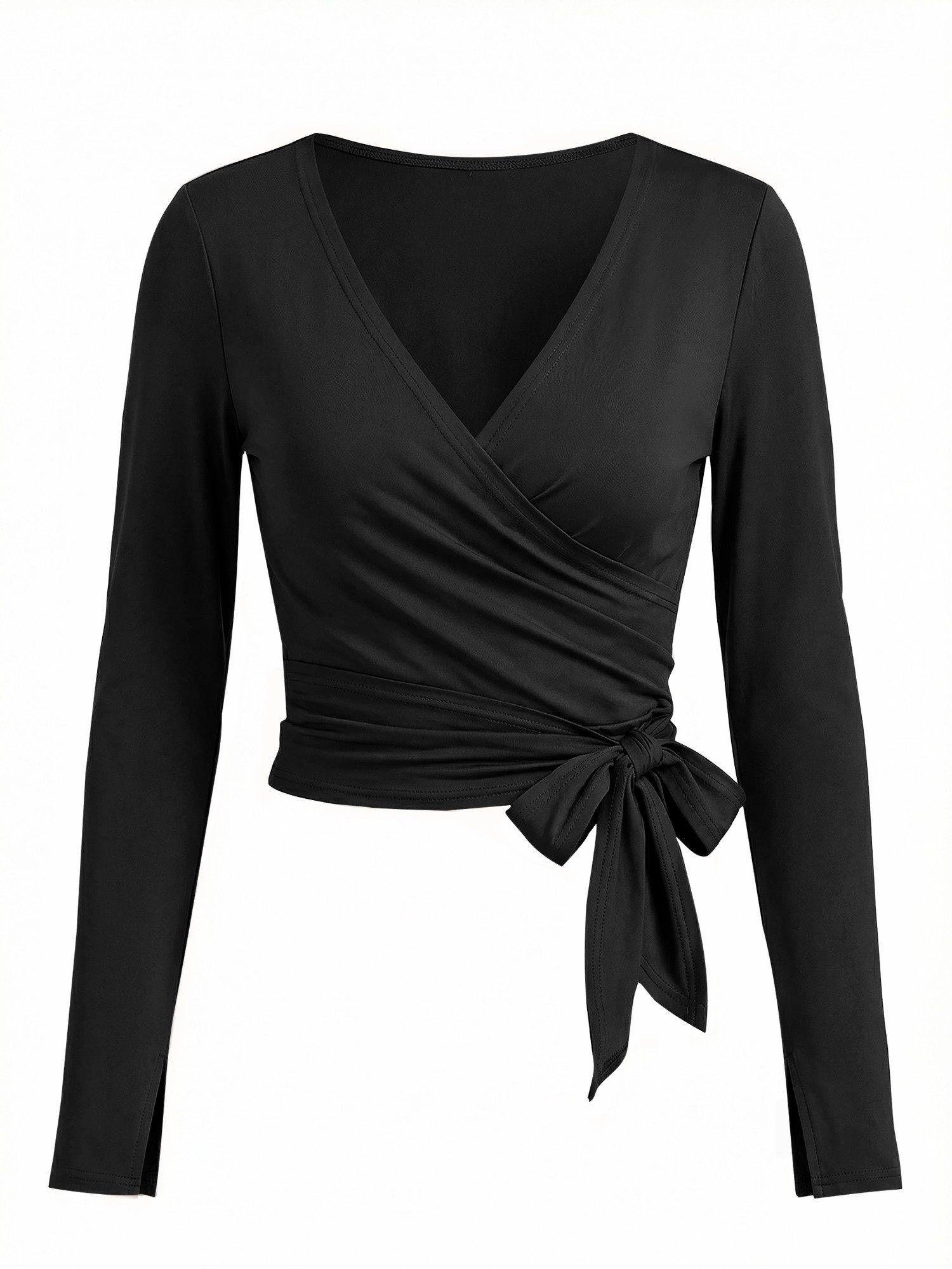 Imily Bela T-Shirt Damen Wickeloberteile Langärmlige Sportshirts (Packung, 1-tlg., 1per-Pack) einfarbig