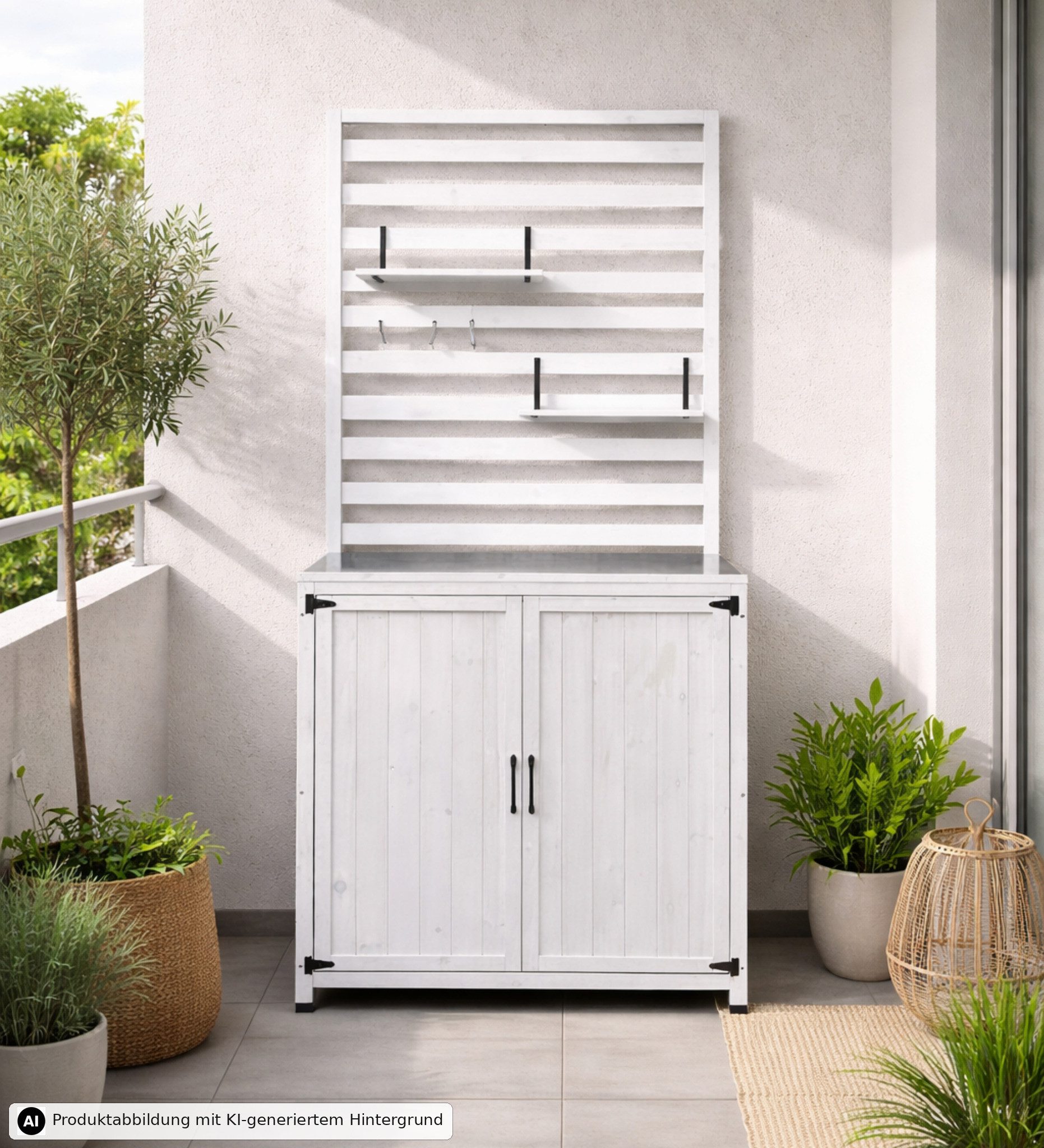 Leco Garten-Geräteschrank Balkonregal Mehrzweckschrank Aufbewahrungsschrank Gartenregal THEA, BxT: 94x42 cm, Tannenholz