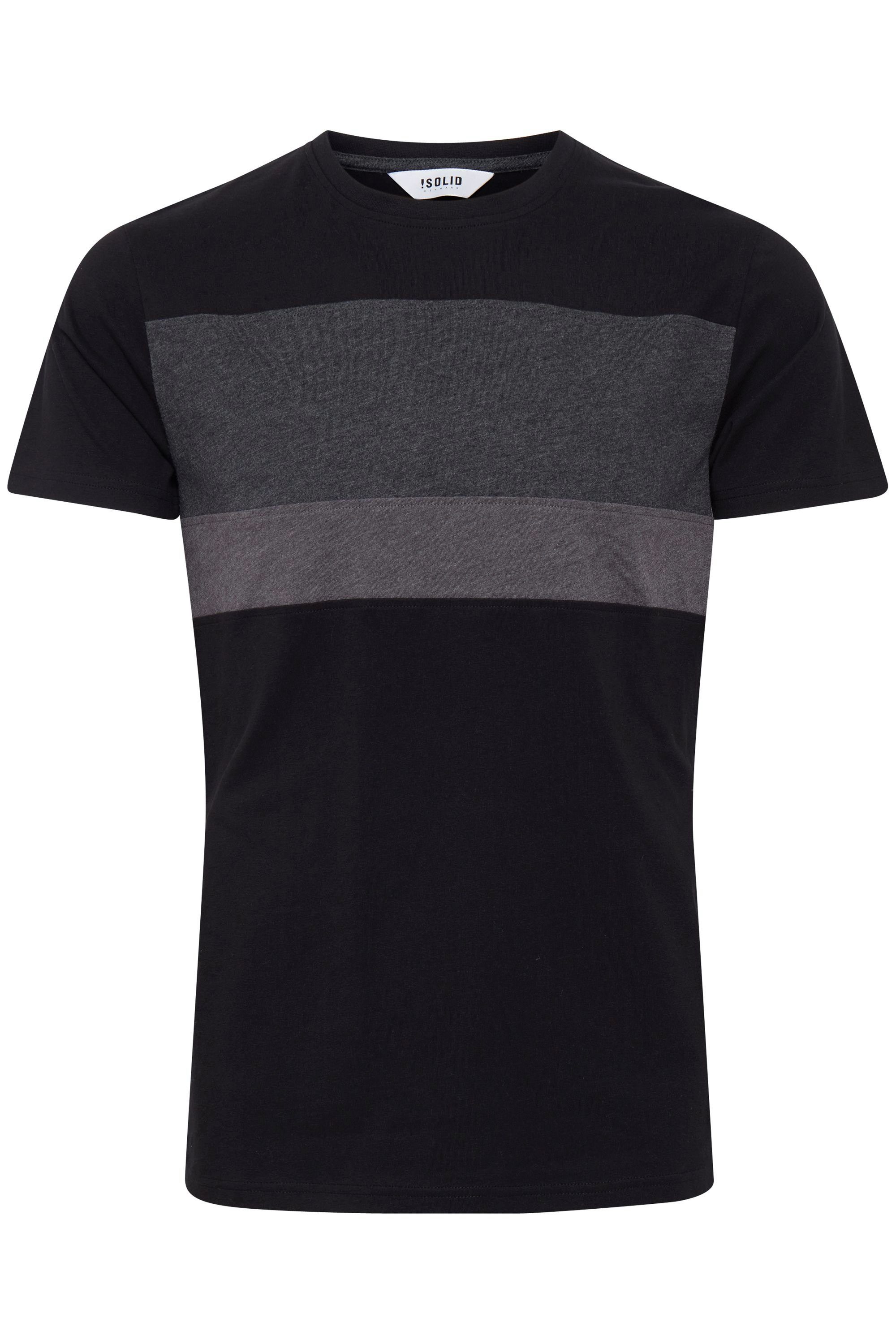 (9000) in Black T-Shirt Tricolor !Solid SDSascha Rundhalsshirt Streifenoptik