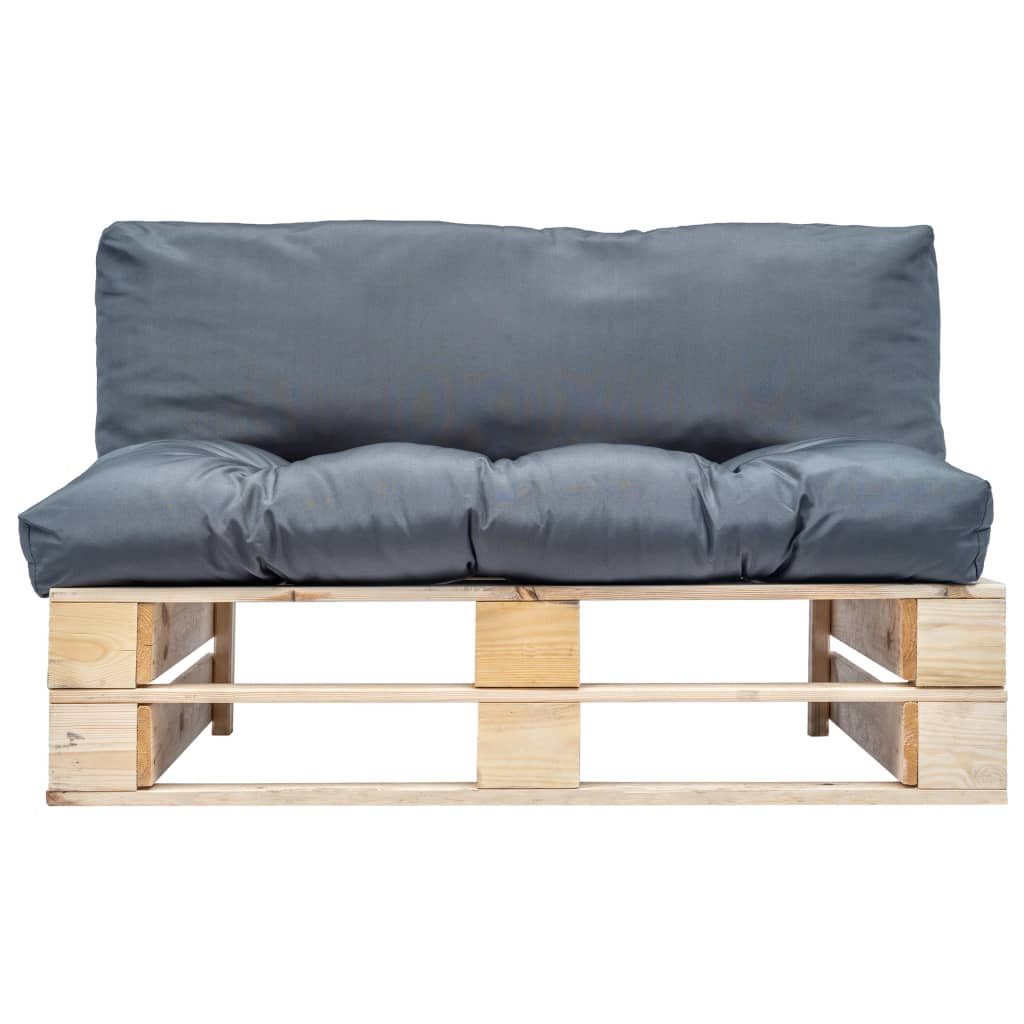 vidaXL Loungesofa Outdoor-Sofa Paletten mit Kissen in Grau Kiefernholz, 1 Teile