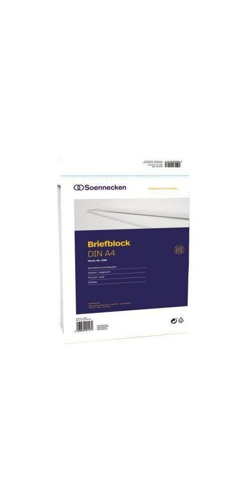 Briefblock DIN 70g/m² rautiert 50 Druckerpapier A4 Soennecken Bl. weiß