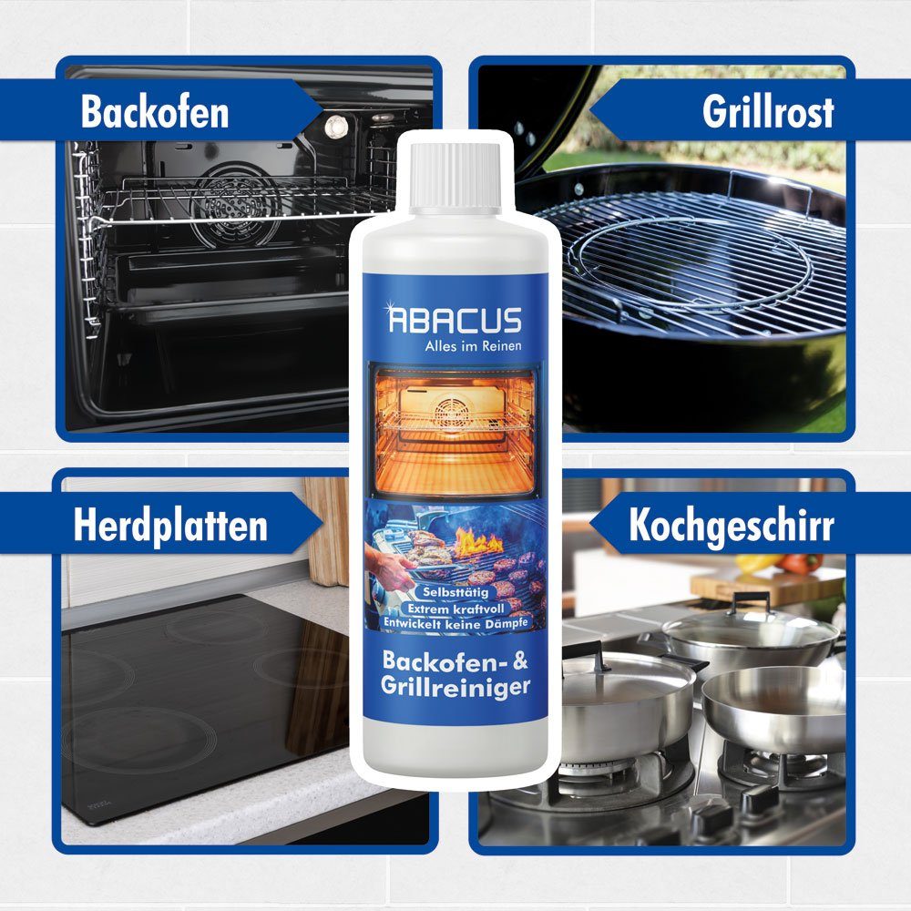 ABACUS Backofenreiniger, Grillreiniger, Ofenreiniger, Herdreiniger Backofenreiniger (Geeignet für Ofen, Grill, Töpfe etc., [6-St. Beseitigt problemlos eingebrannte Fette Beseitigt problemlos eingebrannte Fette)