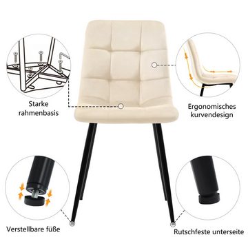 REDOM Esszimmerstuhl mit Rückenlehne (4er-Set Polsterstuhl Design)