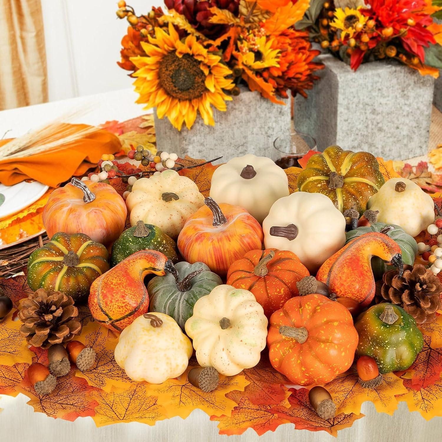 Kunstblume Kürbisse künstliche Herbstdeko Halloween