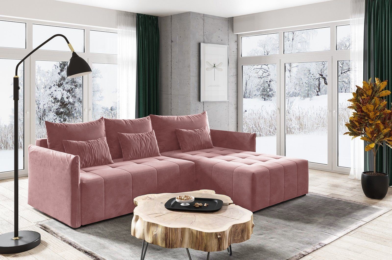 Sofnet Ecksofa Leno L, mit Schlaffunktion und Bettkasten, L-Form Couch, Polstersofa, Schlafsofa mit Wellenfeder Kronos 29