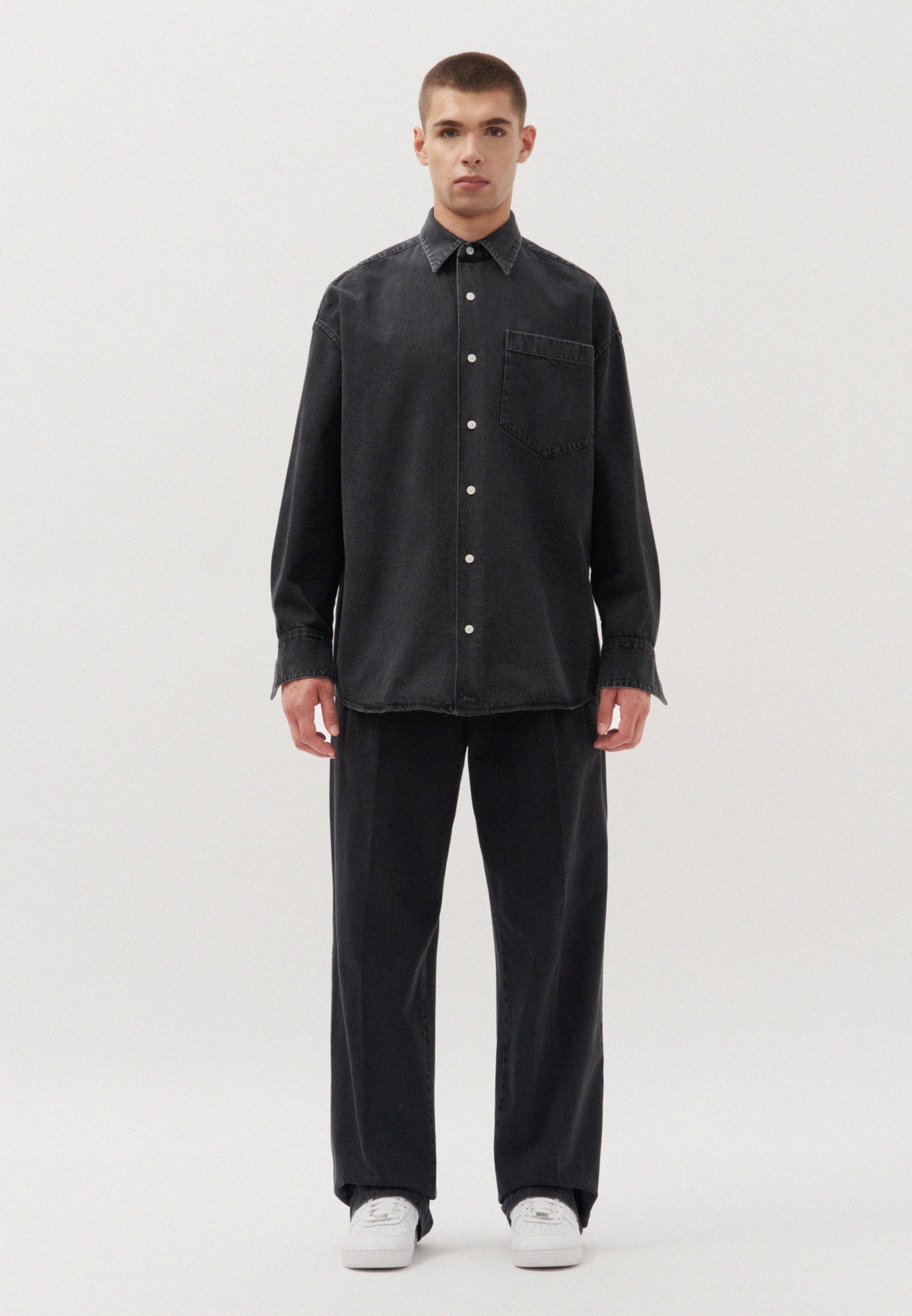 studio seidensticker Jeanshemd Studio Oversized Langarm Kentkragen Uni günstig online kaufen