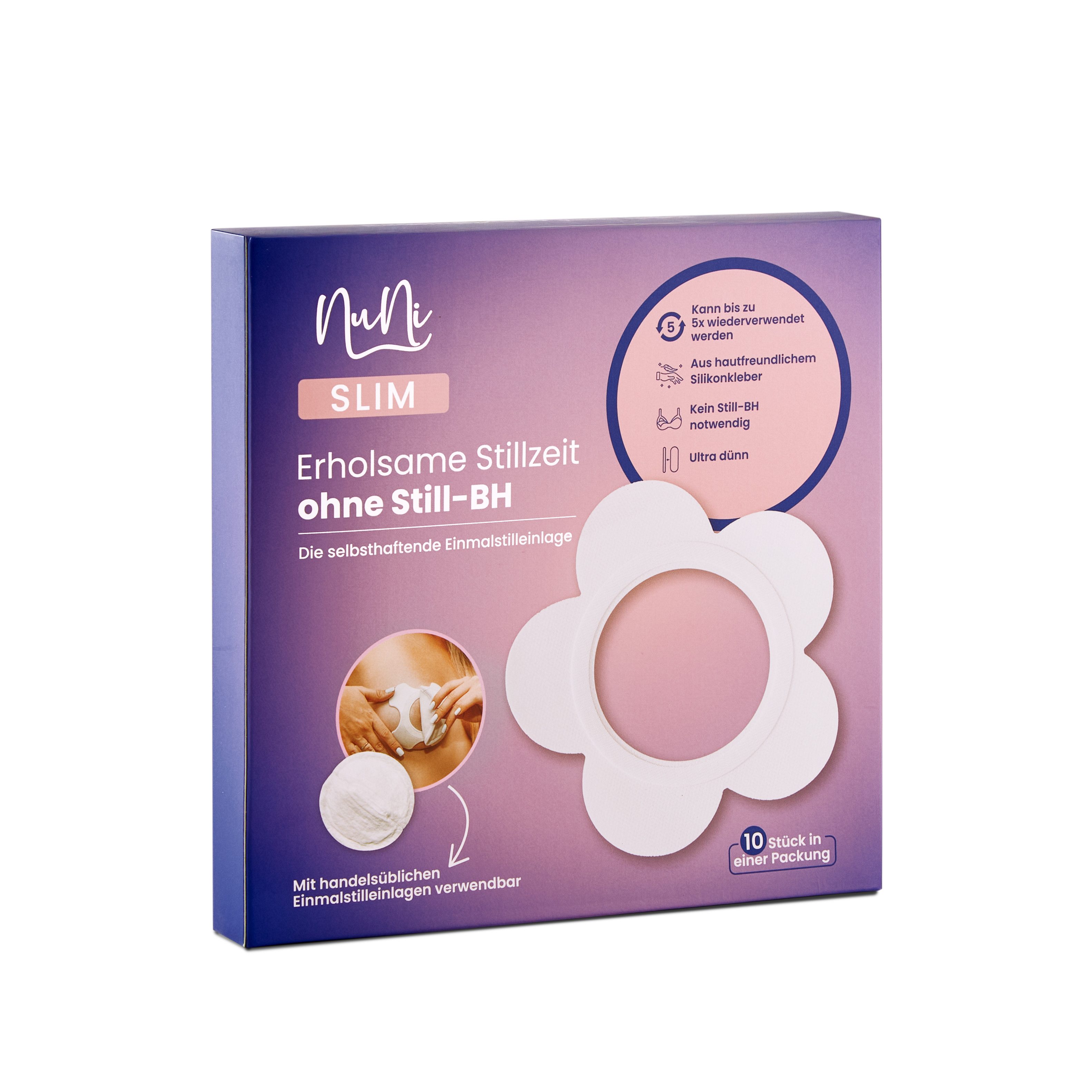NuNi BH-Stilleinlagen NuNi-SLIM selbstklebende Einmalstilleinlagen für stressfreies Stillen, Stillen ohne BH, einfache Anwendung, hautfreundlich, diskret
