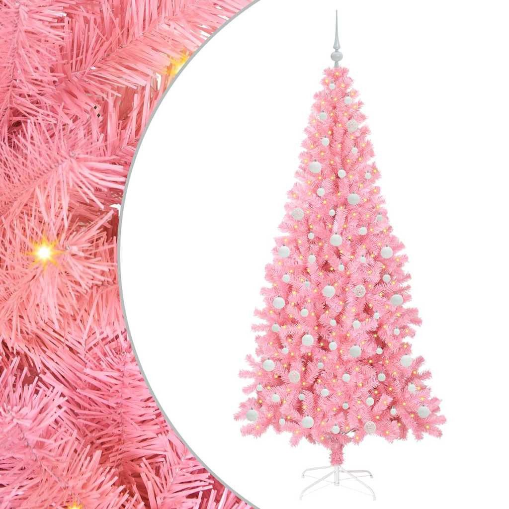 vidaXL Künstlicher Weihnachtsbaum Weihnachtsbaum Rosa 210 cm PVC