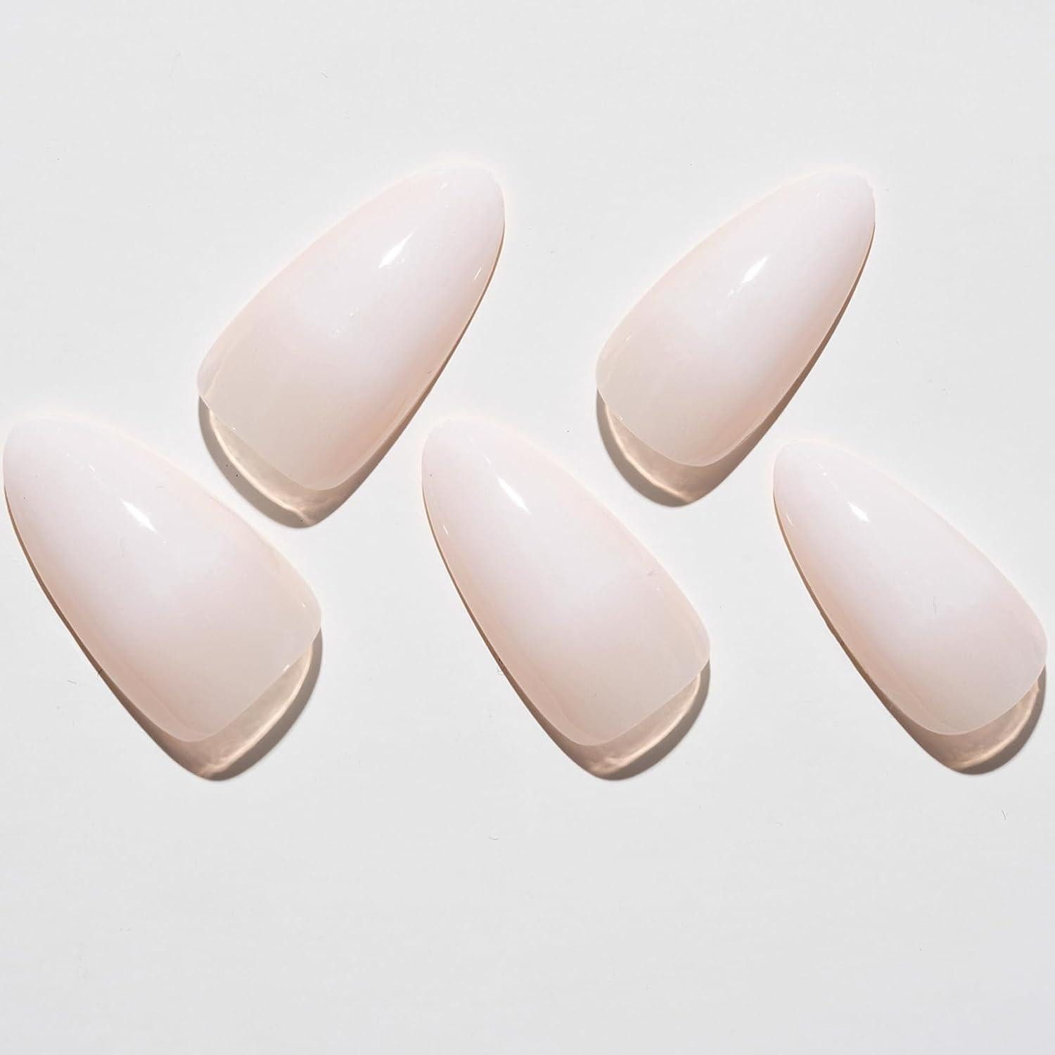 LuxusKollektion Kunstfingernägel Kunstnägel 24 Mandel Stiletto Kurz Weiß Ombre UV Gel allmähliches Weiß