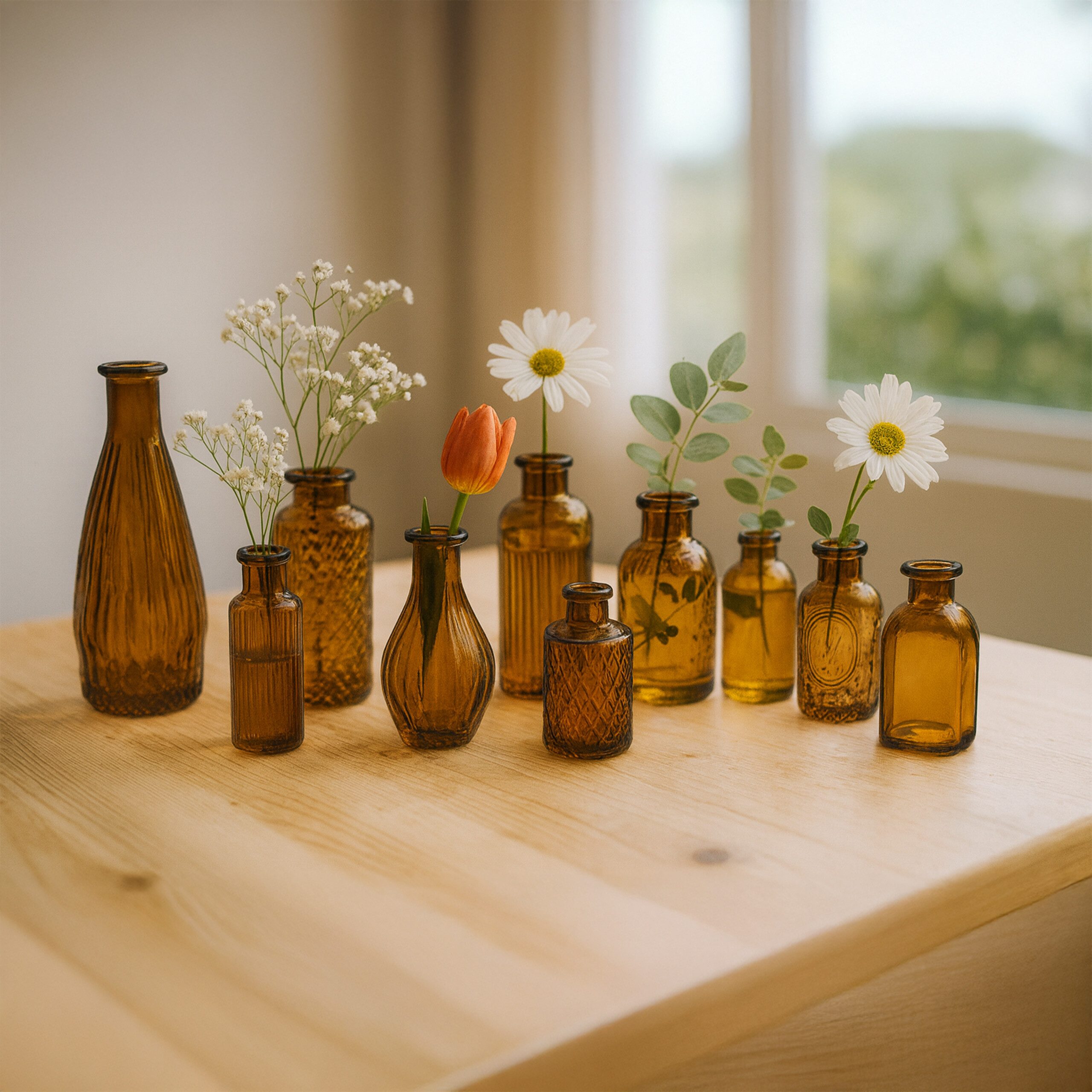 relaxdays Dekovase Deko Vasen im 10er Set, braun günstig online kaufen
