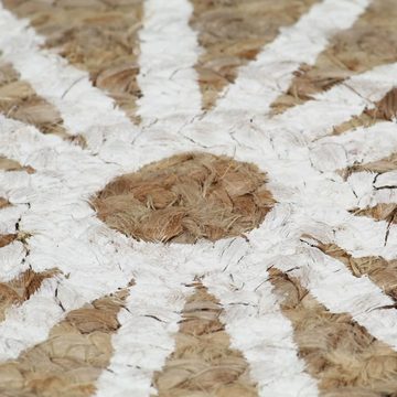 Teppich Teppich Handgefertigt Jute mit weißem Aufdruck 150 cm, vidaXL, Runde